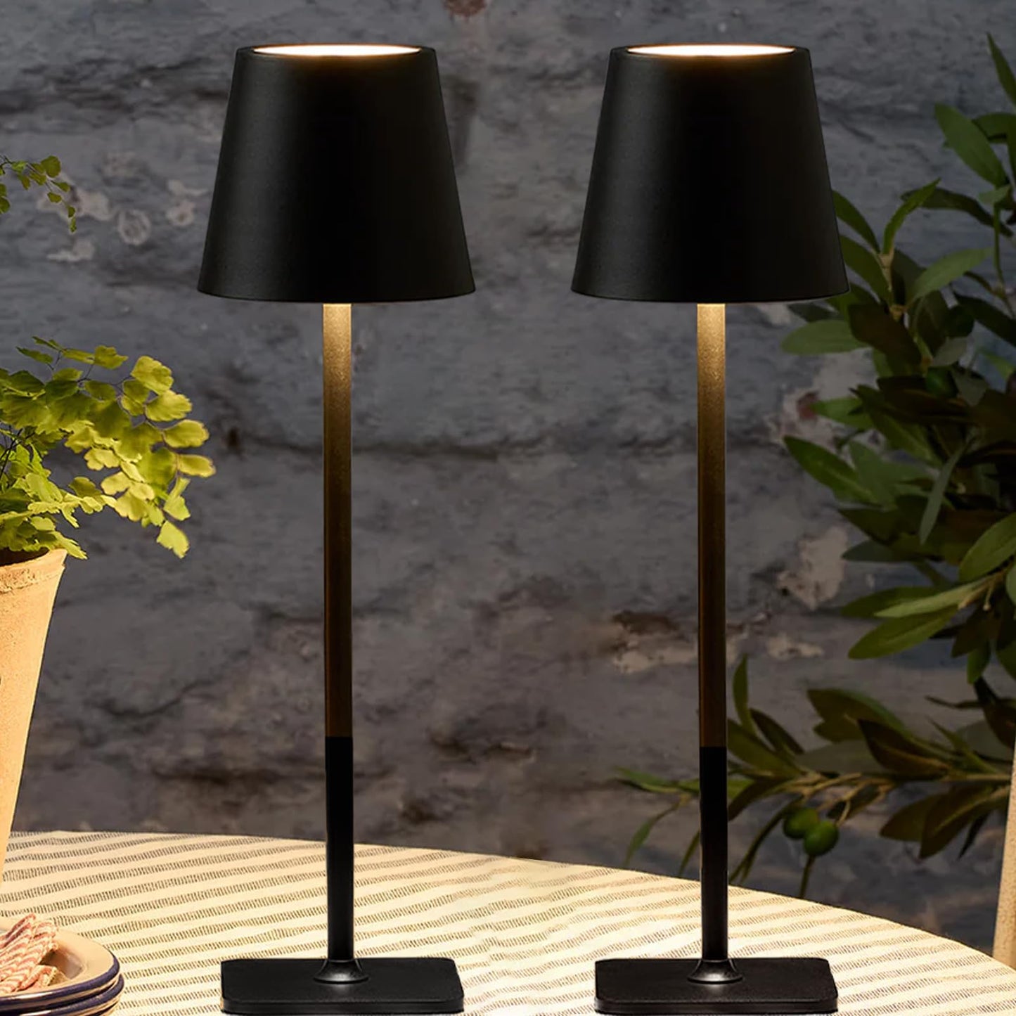 2 Pack Cordless Table Lamp-5500mAh Small Battery Operated Rechargeable Lamp,Waterproof Touch Lamp for Home Bar/Restaurant Dining Desk/Dinner Table/Kitchen,Portable for Outdoor Patio/Camping