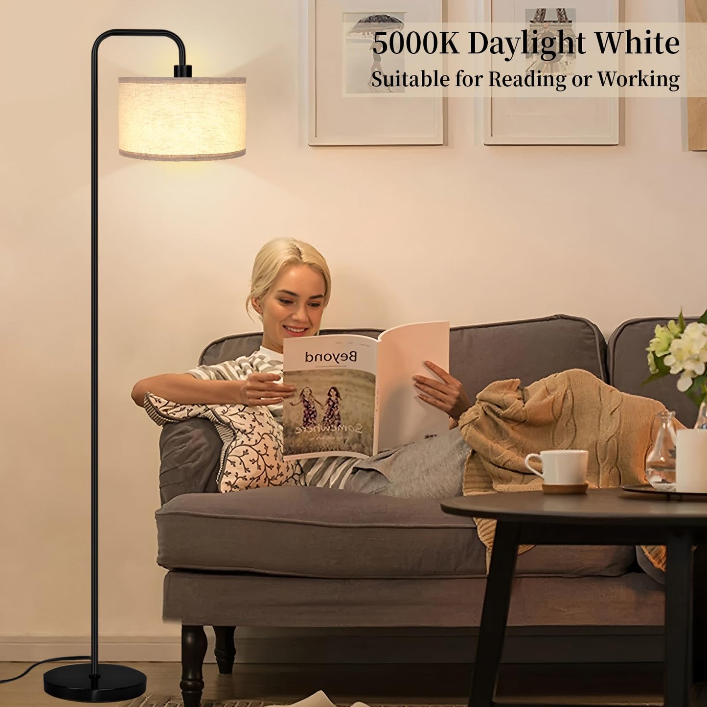 Floor Lamp for Living Room, Modern Arc Standing Lamp, 3 Color Temperatures, Bulb Included Suitable for Living Room, Bedroom, Office, Study, Baby's Room etc.
