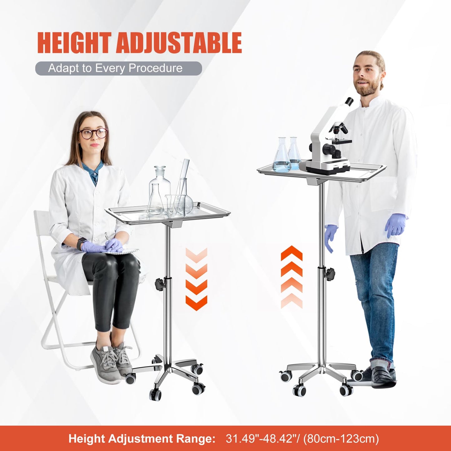 ChoJiah Extra Large Rolling Salon Tray on Wheels Hairstylist Tray Tattoo Tray, Ideal Use for for Hair Salon Dental Hairstylist Cart