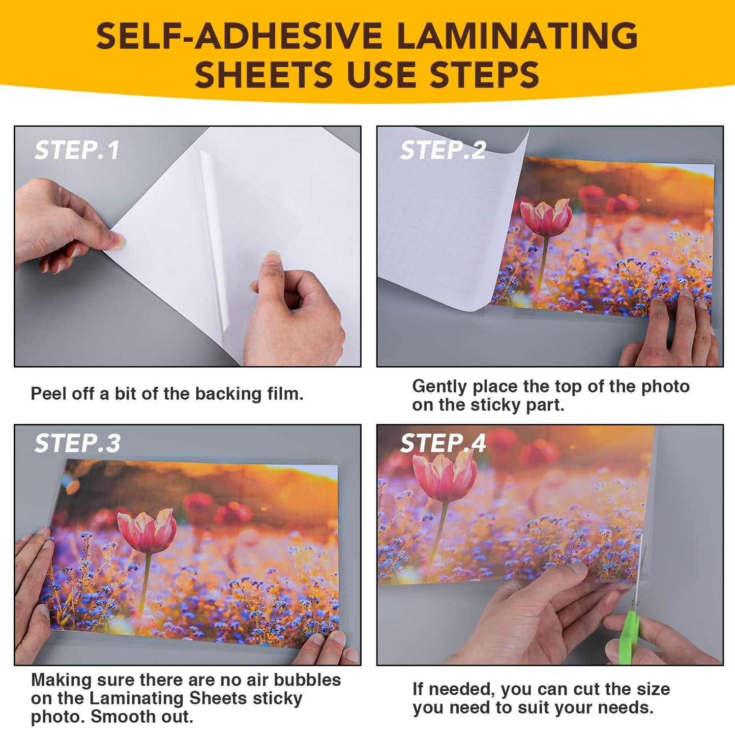 140 PCS Self-Adhesive Laminating Sheets, 9 x 12 Inches Self Adhesive Contact Paper, No Heat No Machine Needed Self Sealing Laminate Sheets