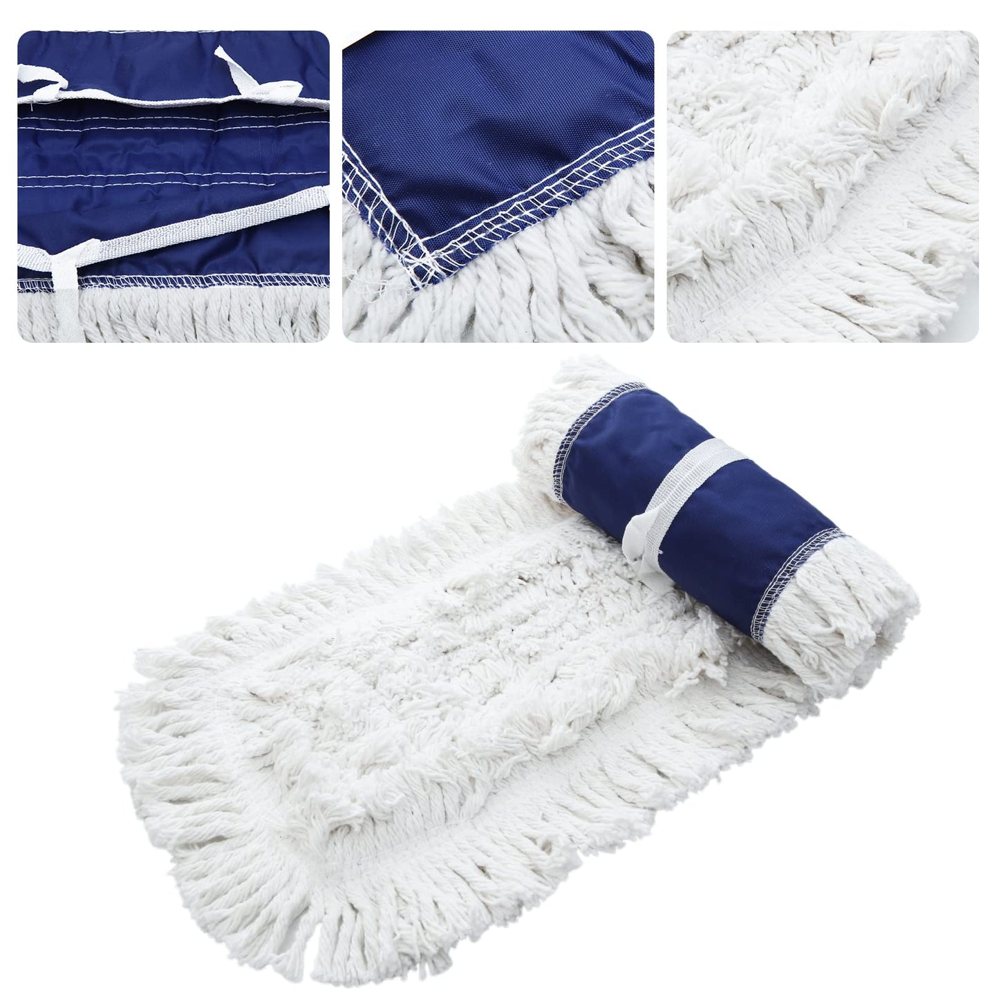 EOEXN 24" 3 Pack Industrial Strength Cotton Dry Dust Mop Head Refill for Hardwood, Ceramic, Marble, Tile; Fits 24 Inch Frame