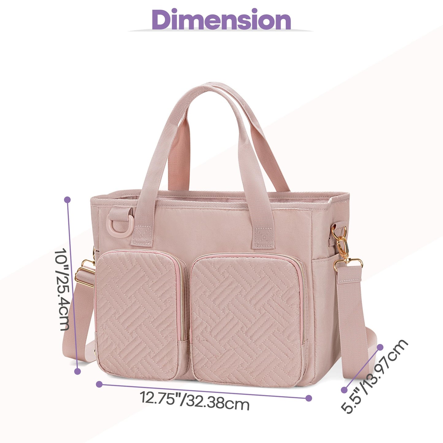 Teamoy Bible Cover for Women, Bible Study Supplies, Carrying Case Book Cover Church Bag for Bible, Bible Case with Water Bottle Pocket and Shoulder Strap, Pink Quilted