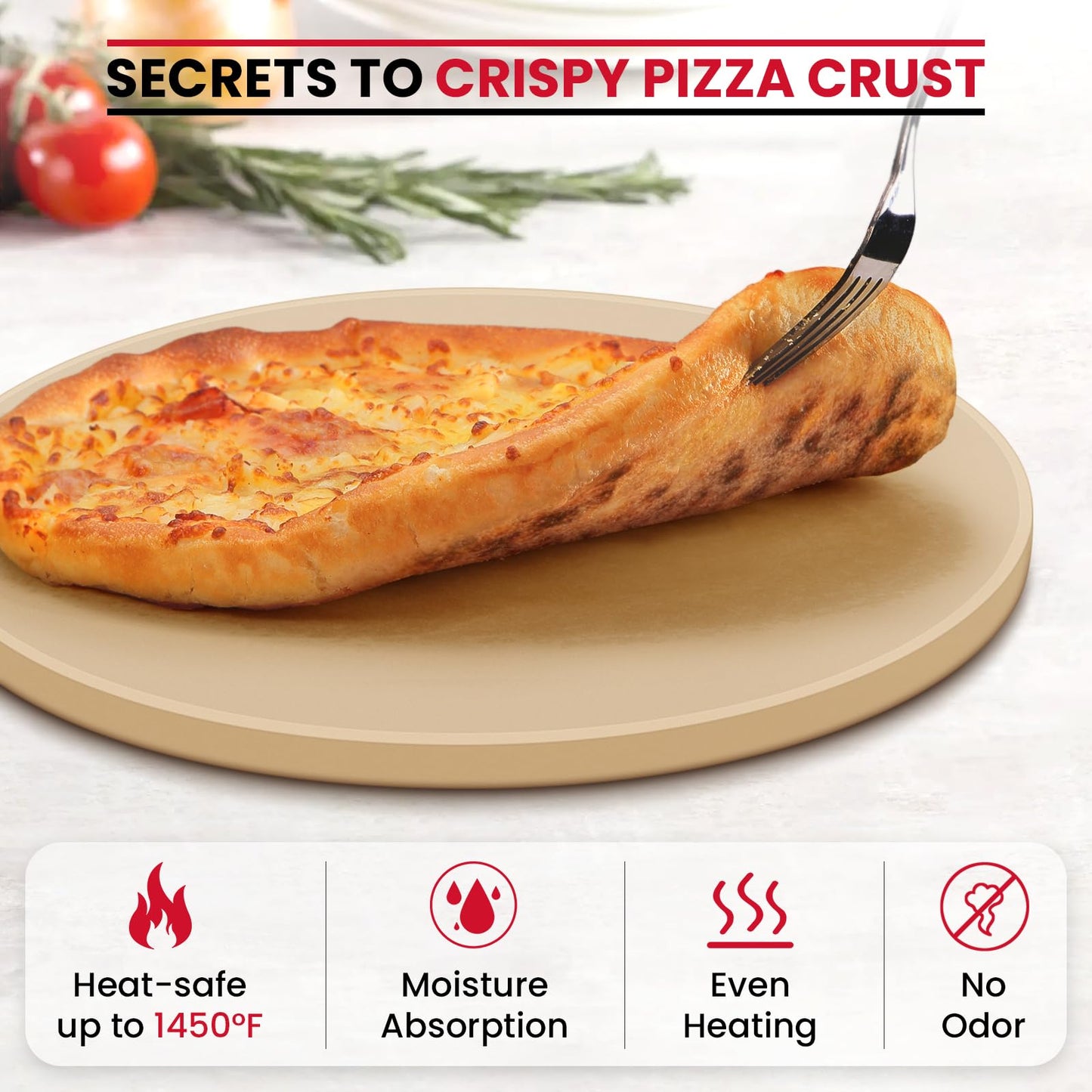 Unicook Pizza Stone for Oven and BBQ, 10.25 Inch Round Cordierite Baking Stone, Personal Sized Pizza Pan, Ideal for Baking Crisp Crust Bread, Cookies and More