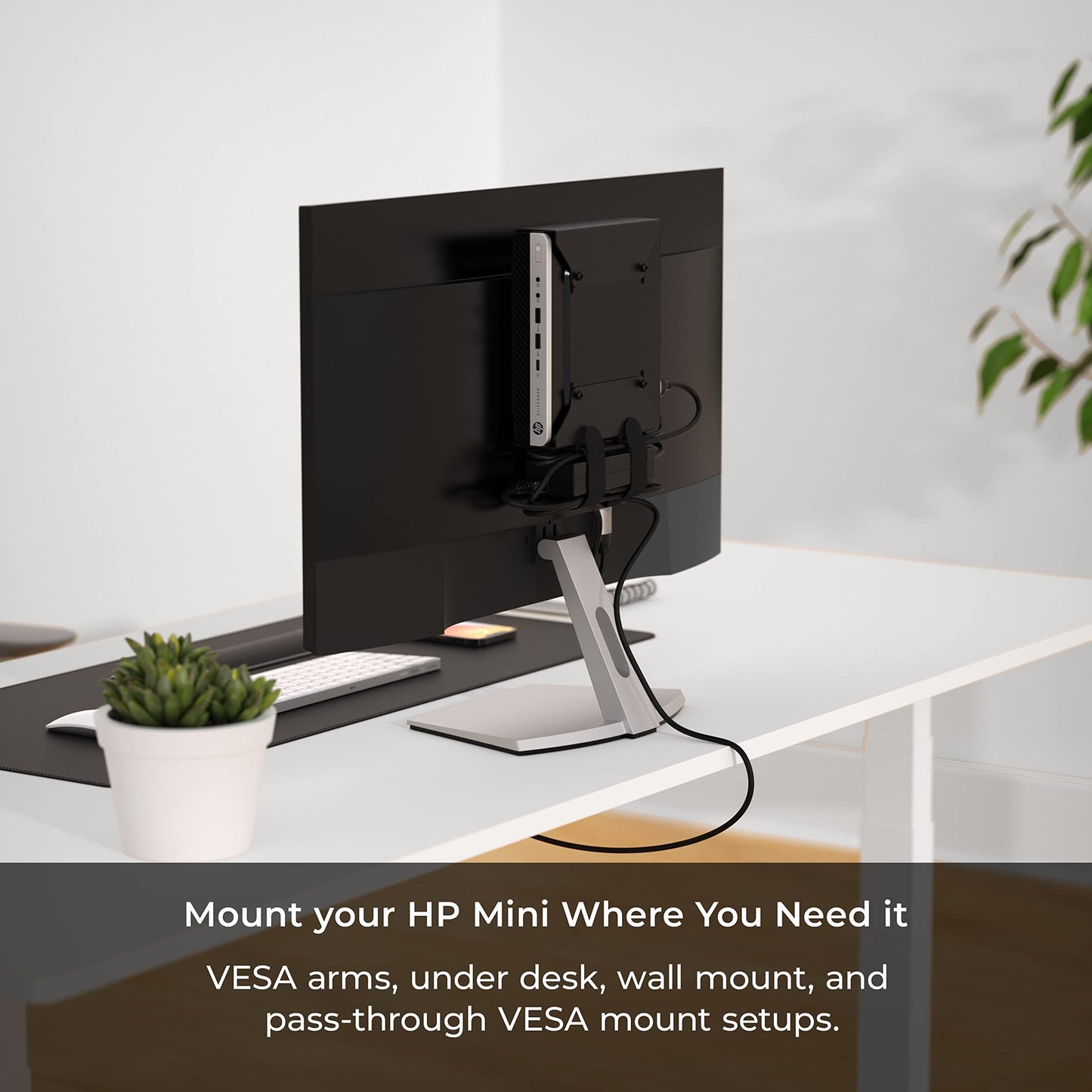 HumanCentric VESA Mount Compatible with HP Desktop Mini, HP ProDesk Mini, HP EliteDesk Mini, Replaces Dual VESA Sleeve for Mini Desktops v3, Mount on an Arm, Under Desk or Wall, 75x75mm, 100x100mm