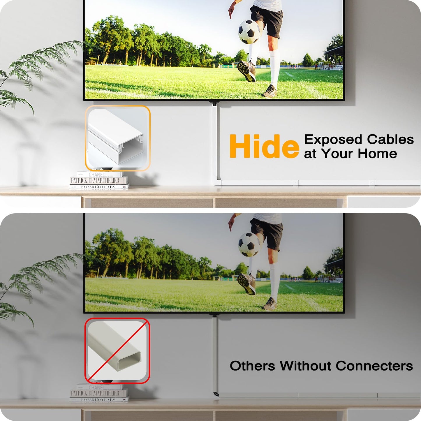 Delamu Cord Hider, 157in Cord Cover Wall, Premium Cord Covers for Wires on Wall, Cable Concealer Hider Kit for Hiding Wires in Home and Office Cable Management, 10X L15.7in X W1.18in X 0.6in, White
