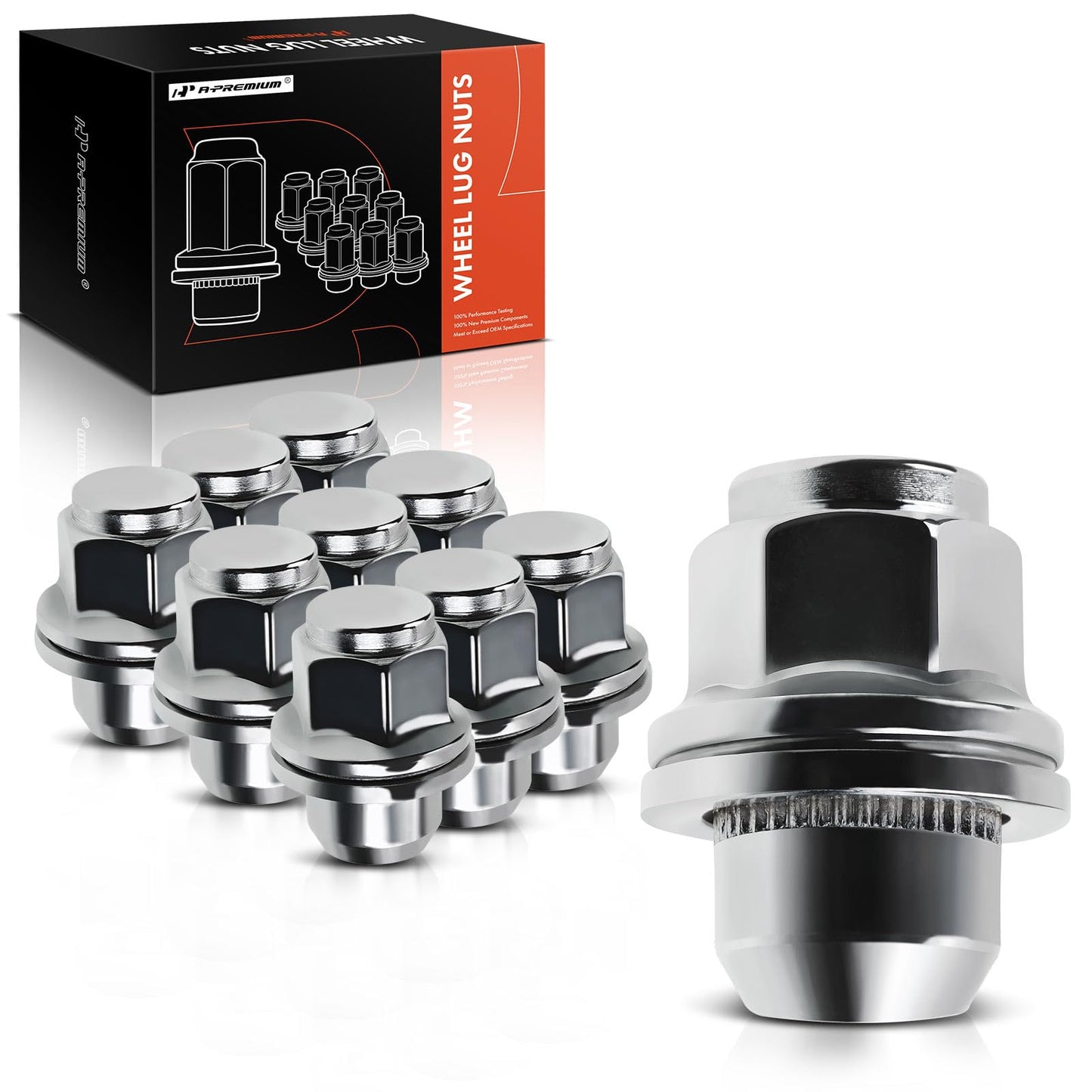 A-Premium M12-1.25 Wheel Lug Nuts Compatible with Nissan Pathfinder Maxima Murano 370Z Infiniti QX60 Q50 G25 G35 G37 QX50 Q60 Front or Rear Side 10-PC Set