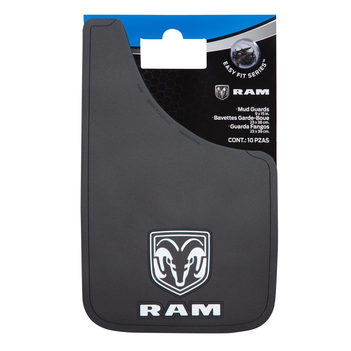 Plasticolor 000582R01 Dodge Ram White Logo Easy Fit 15" Mud Guard - Set of 2