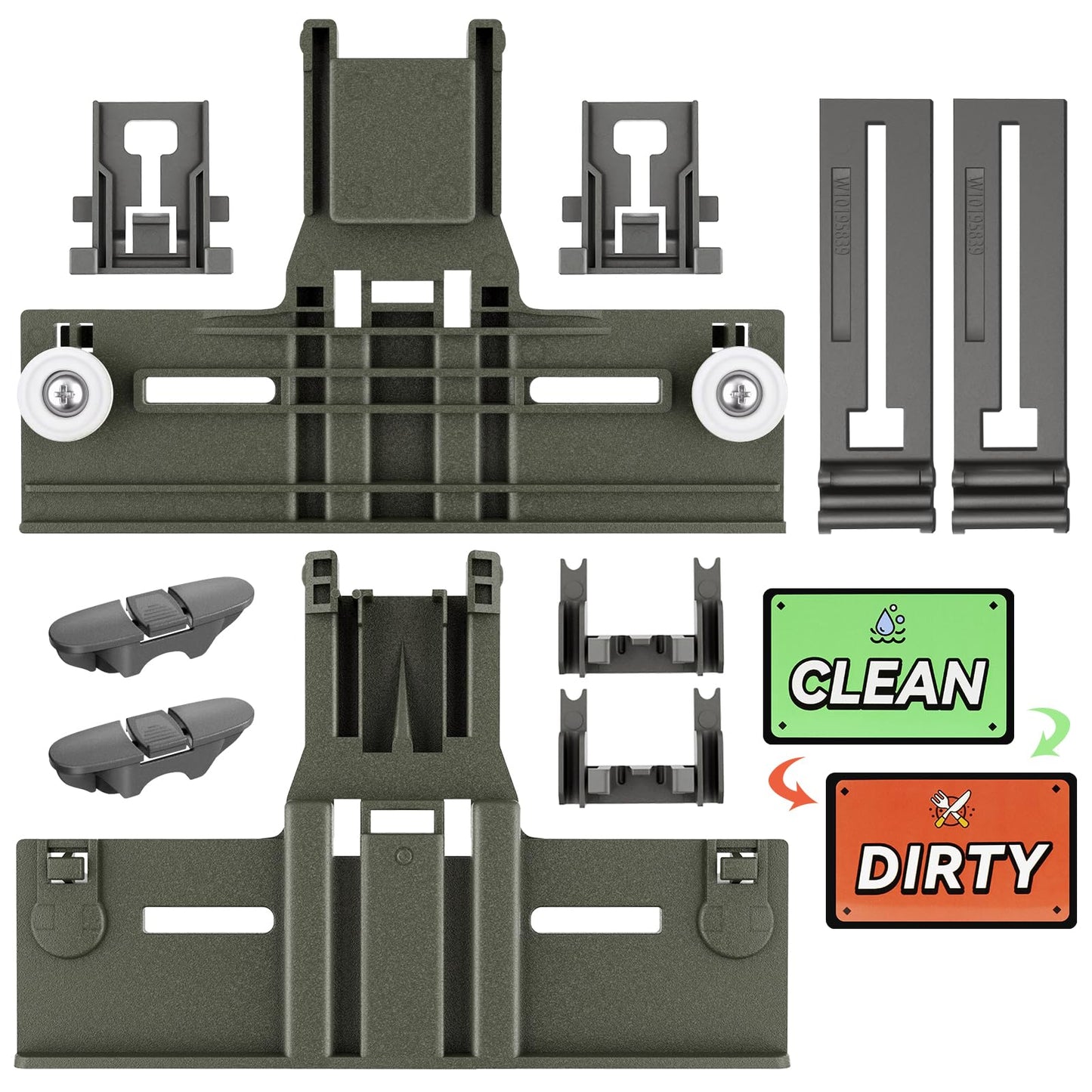 Upgraded W10350375 Dishwasher Top Rack Adjuster Parts for Whirlpool Dishwasher Parts WDT730PAHZ0 WDT750SAHZ0 Upper Rack Parts,WDTA50SAHZ0 WDT970SAHZ0 Upper Rack,W10712395 for Kenmore Dishwasher Parts