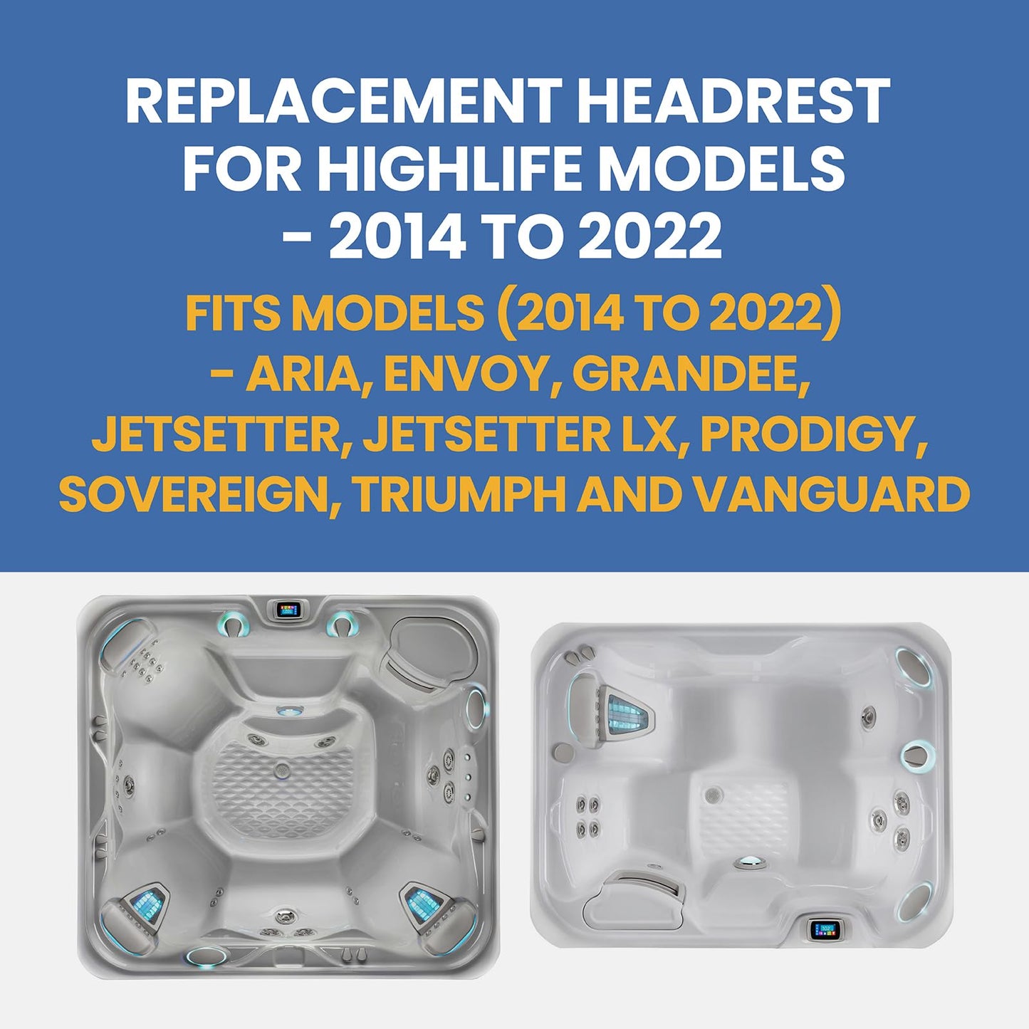 2 Pack 77228 Pillow Replacement for Hot Spring Highlife Range 2014-2022,Hot Tub Head Rest Pillows Fits Aria,Envoy,Grandee, Jetsetter,Jetsetter LX,Prodigy,Sovereign,Triumph & Vanguard,Spa Neck Pillow