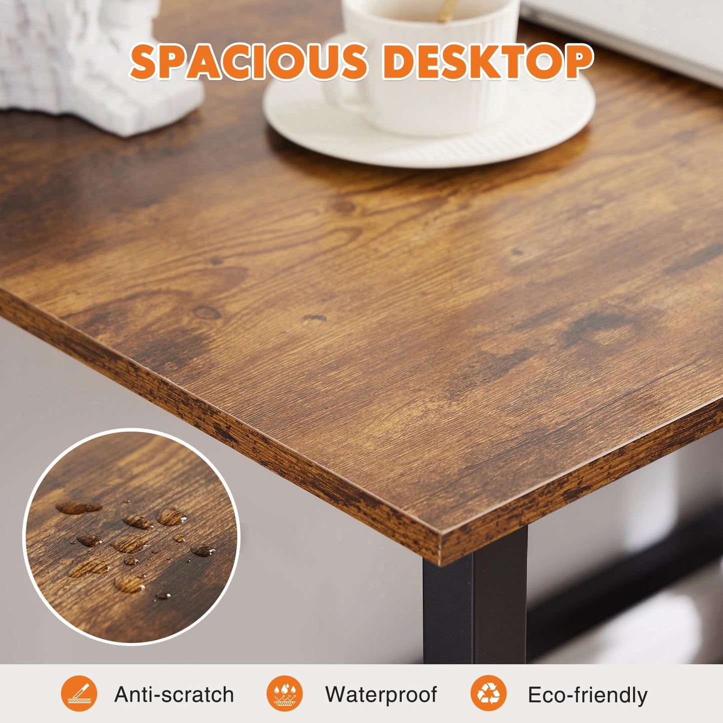 Sweetcrispy 47 Inch Computer Office Desk for Small Spaces, Writing Gaming Work Desk Modern Study Table with X-Shaped Reinforcement for Home Bedroom, Brown