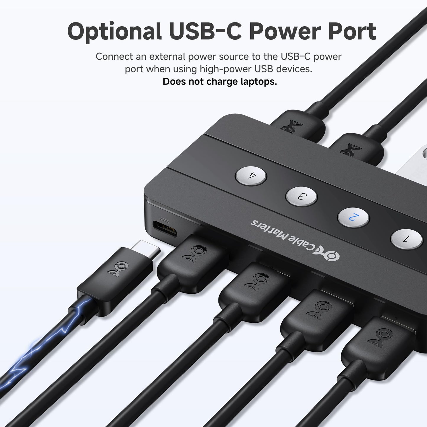 Cable Matters 4 Port USB 3.0 Switch Hub USB Sharing Switch for 4 Computers and USB Peripherals - Button or Wireless Remote Control Swapping - Includes a USB-C Adapter for USB-C and Thunderbolt 3