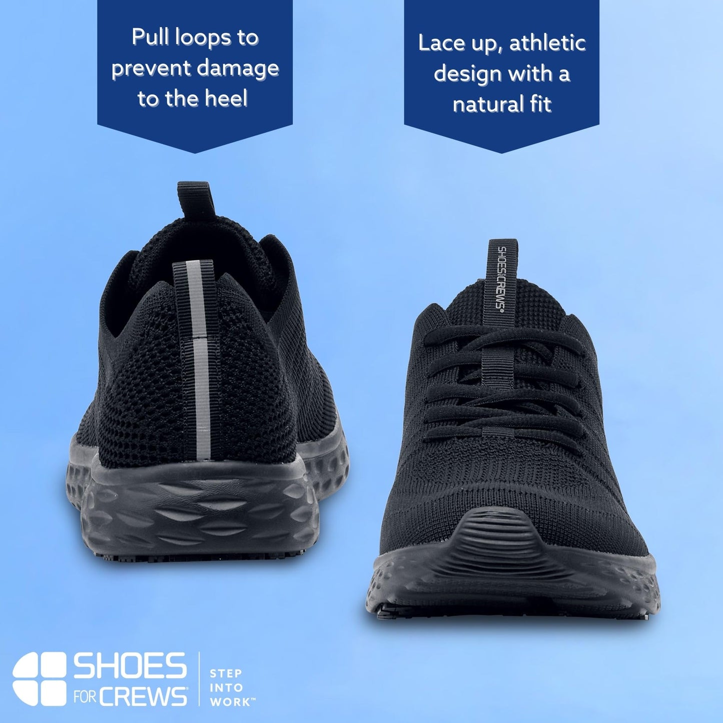 Shoes for Crews Everlight, Men's, Breathable, Lightweight, Lace-Up, Slip Resistant, Water Resistant Work Shoes, Black, 11.5 Wide