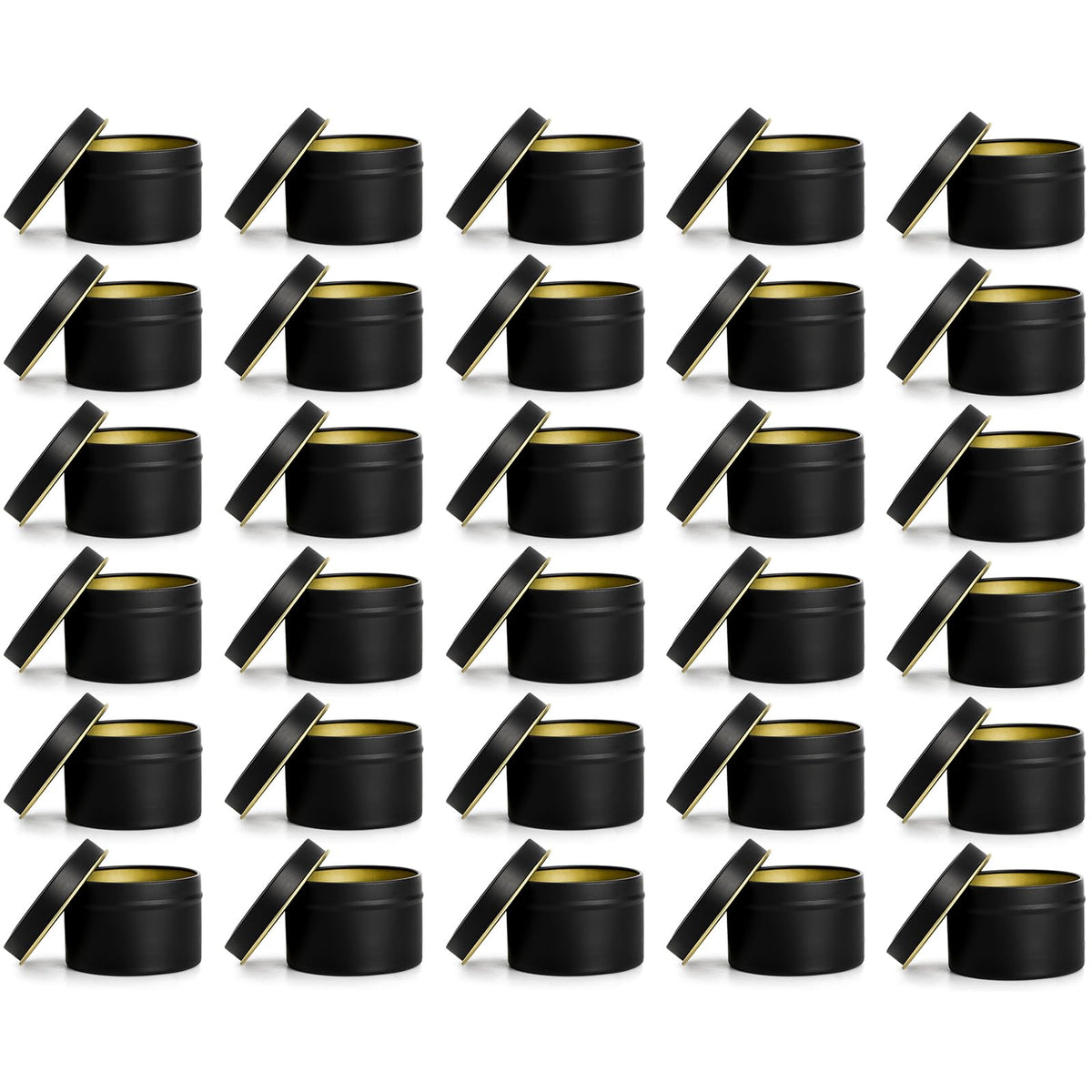 ZEAYEA 30 Pieces Candle Tins, 4 oz Round Metal Tins with Lids, Travel Tins Candle Jars Containers for DIY Candle Making, Arts and Crafts, Storage and Holiday Gifts, Black