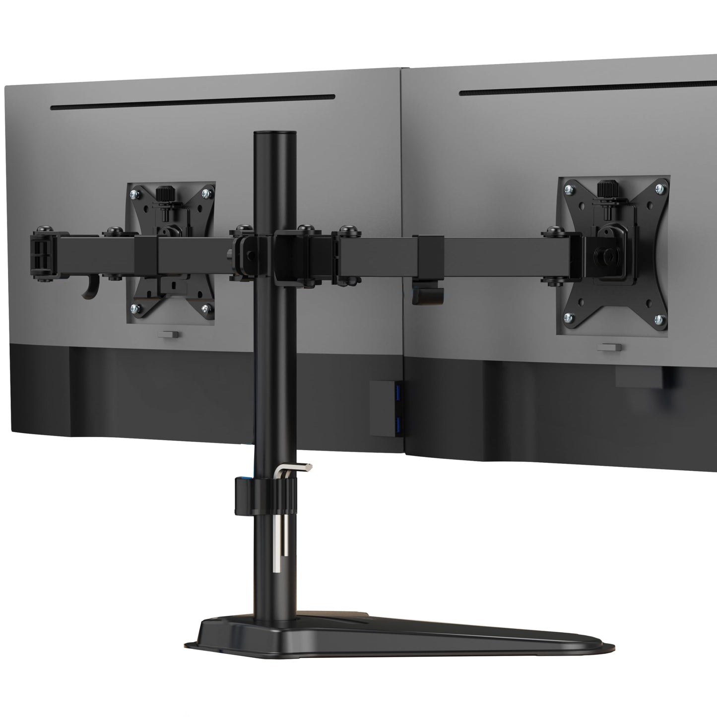 Mount-It! Dual Monitor Stand for Desk, Free Standing Monitor Mount for 2 Screens up to 32”, Height Adjustable with Tilt, Swivel & Rotation, VESA 75x75 & 100x100