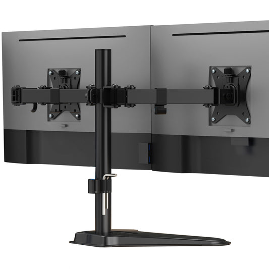 Mount-It! Dual Monitor Stand for Desk, Free Standing Monitor Mount for 2 Screens up to 32”, Height Adjustable with Tilt, Swivel & Rotation, VESA 75x75 & 100x100