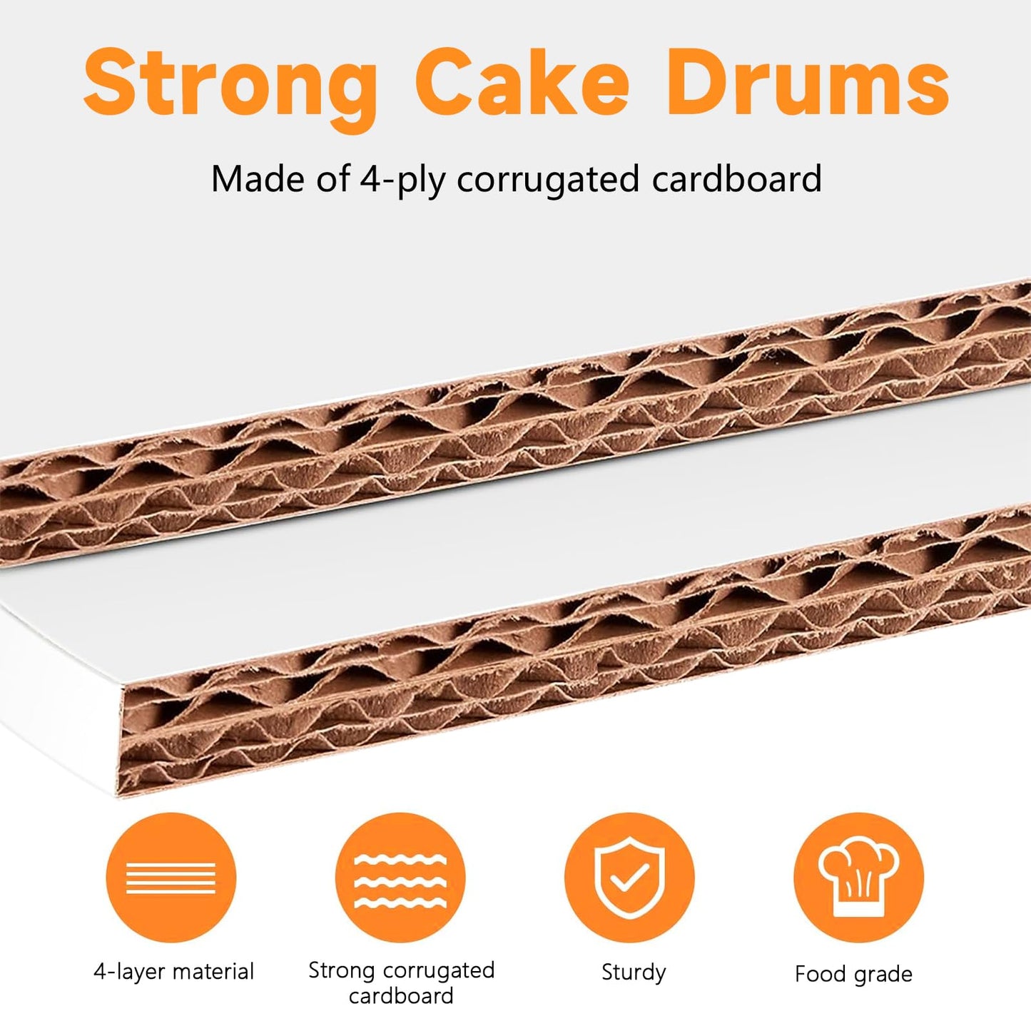 12 Pack Cake Drums, 12 Inch Cake Boards Round Cake Base Board, Cake Corrugated Cardboard Sturdy Cake Base Thick Cake Boards for Wedding Birthday Party