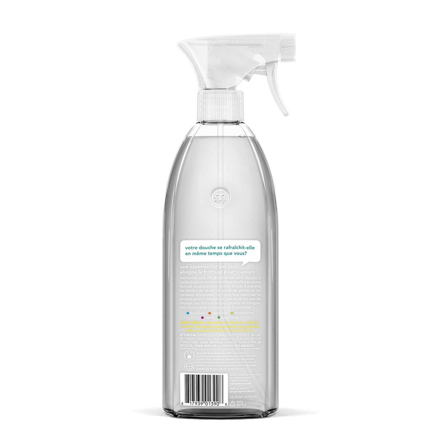 Method Daily Shower Cleaner Spray, Plant-Based & Biodegradable Formula, Spray and Walk Away - No Scrubbing Necessary, Eucalyptus Mint Scent, 828 ml Spray Bottles, 8 Pack, Packaging May Vary