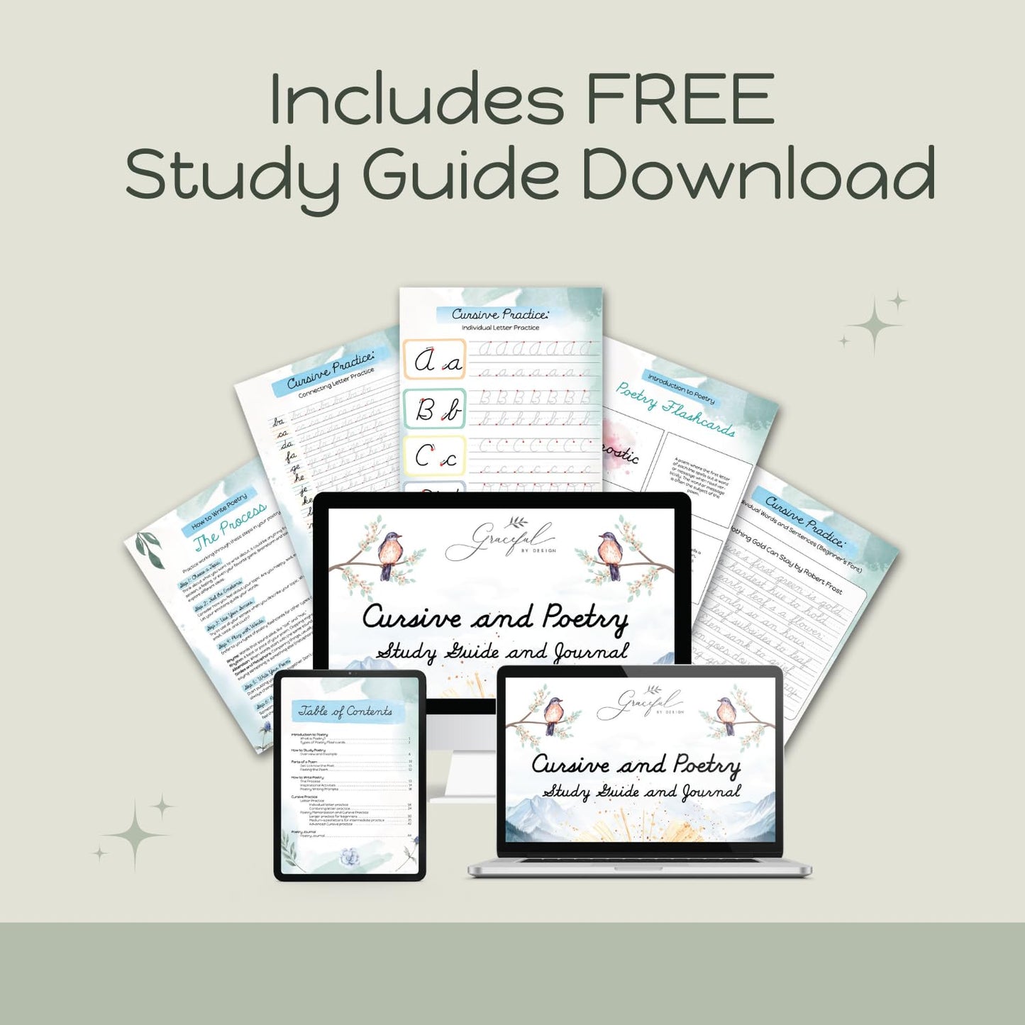 Grooved Cursive Handwriting Workbook by Graceful By Design - Magic Reusable Grooved Handwriting Practice for Kids and Cursive Workbook for Kids Ages 8-12
