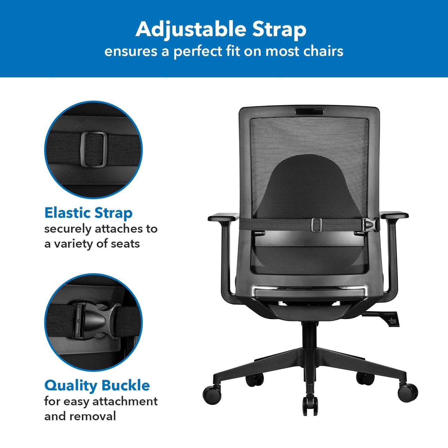 Mount-It! Office Chair Cushion, Lumbar Support Pillow for Office Chair, Back Support for Work, Office, Gaming with Memory Foam Filling for Back Pain Relief, Improve Posture, Black with Washable Cover