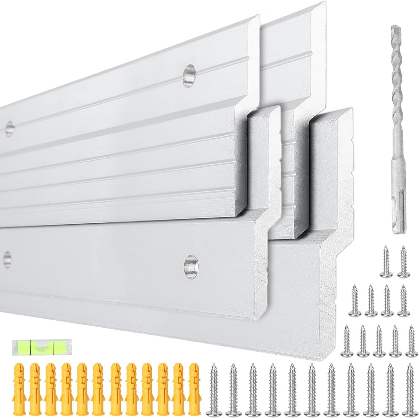 2-Pairs Heavy Duty 30 inch Aluminum French Cleat Hanger, Z Bar Clips Mount for Mirror and Picture, 200 Pound Max Load Secure Wall Mounting Interlocking Brackets Z Hangers, Hardware Include