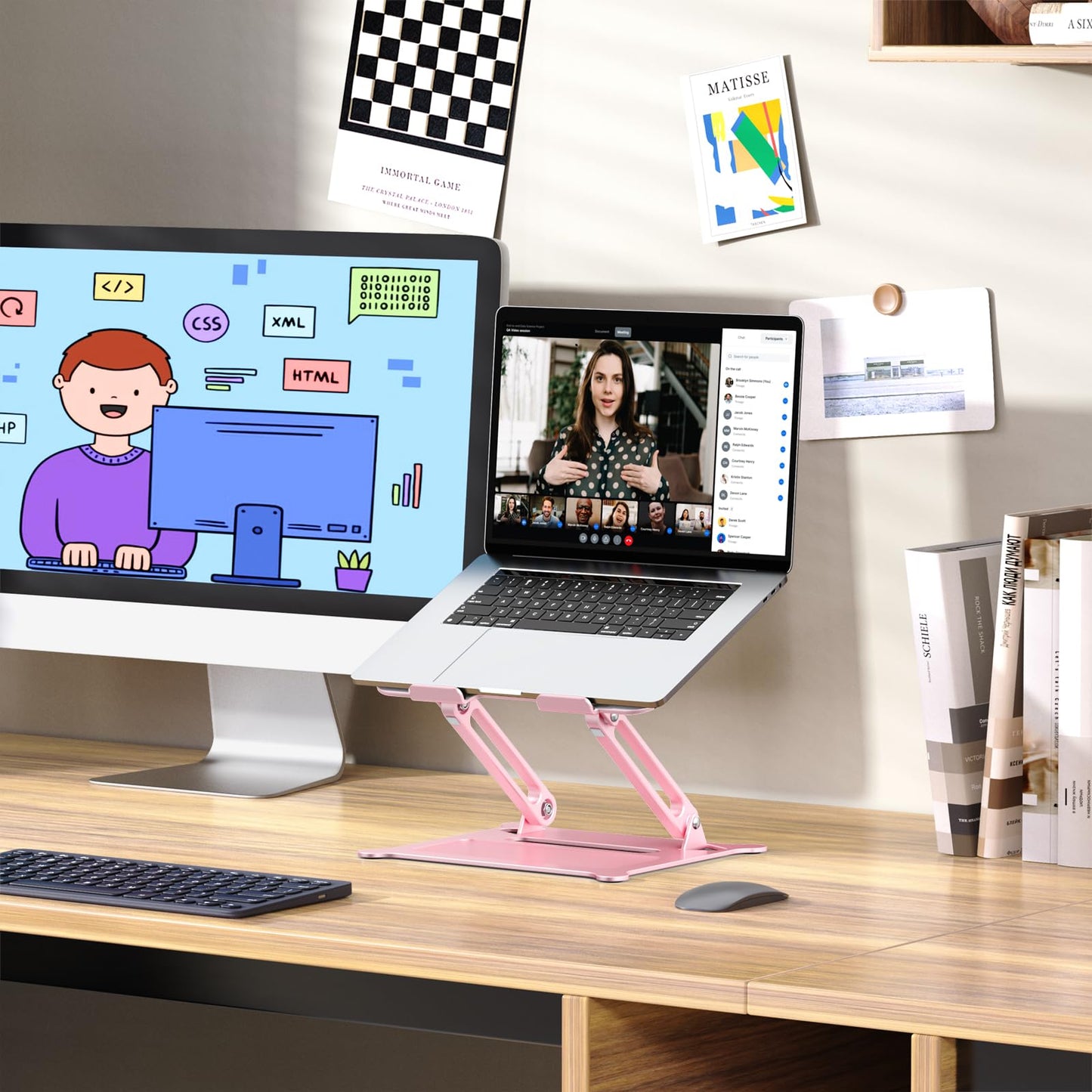 Urmust Laptop Notebook Stand Holder Adjustable Ultrabook Stand Riser Portable Compatible with MacBook Air Pro HP Dell XPS Lenovo All laptops 10-15.6"(Rose Gold)