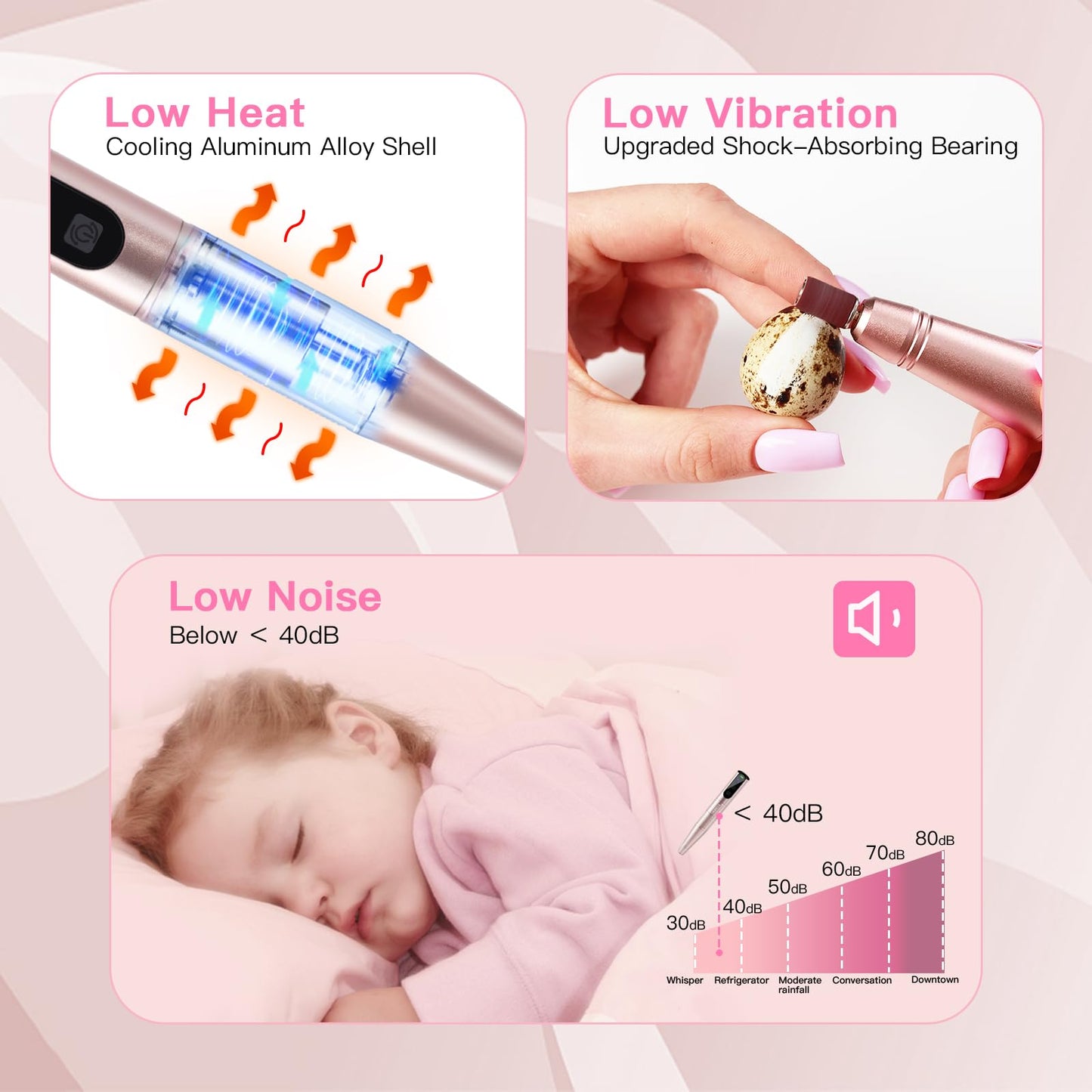 HEBECA Cordless Nail Drill Set - Professional Electric Nail File with 12 Drill Bits 26 Sanding Bands for Natural or Acrylic Gel Nails -Rechargeable Nail Drill Machine Home Use