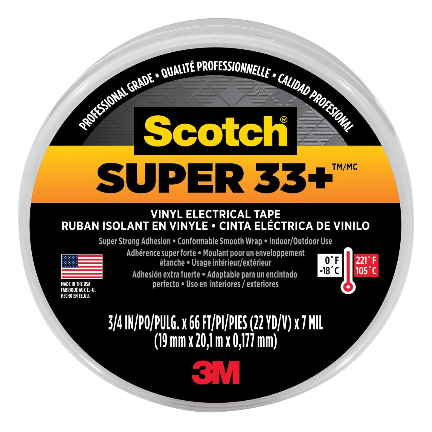 Scotch Super 33+ Vinyl Electrical Tape: 3/4 in. x 66 ft. (Black) [10 Pack]