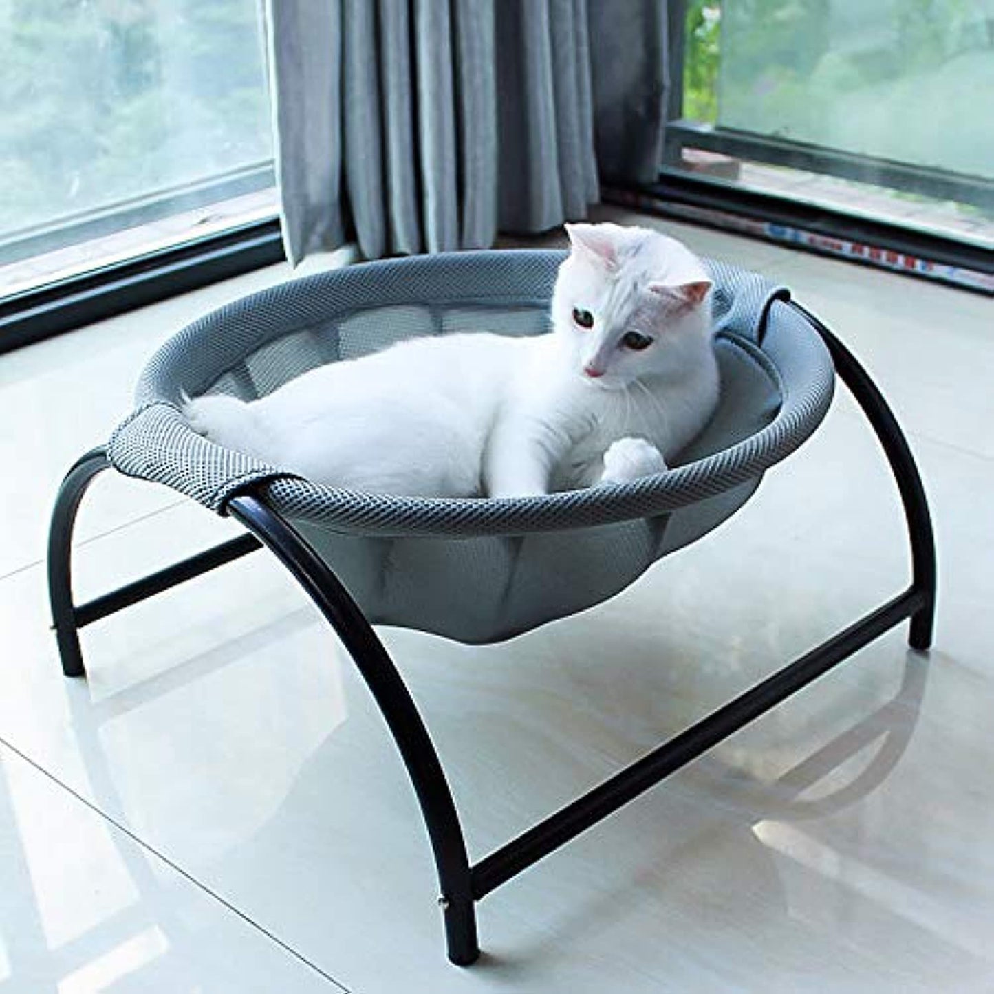 JUNSPOW Cat Bed Dog/Pet Hammock Bed Free-Standing Kitty Sleeping Pet Cat Supplies Whole Wash Stable & Breathable Easy Assembly Indoors Outdoors,16.9 in x 16.9 in x 9.5 in