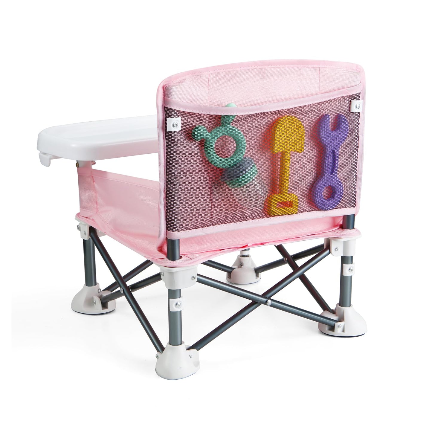 PandaEar Portable Baby Seat Travel Chair for Girls| Compact Fold with Straps for Indoor/Outdoor Use| Great for Camping, Beach, Lawn |Toddlers, Kids (Pink)