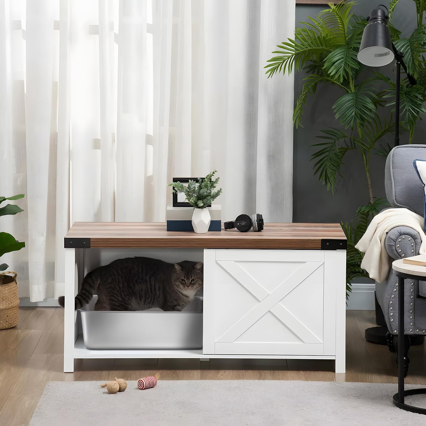 Stainless Steel Litter Box, High Sided Large Metal Cat Litter Boxes Easy Clean, Non Stick and No Smell, Suitable for Adult Cat