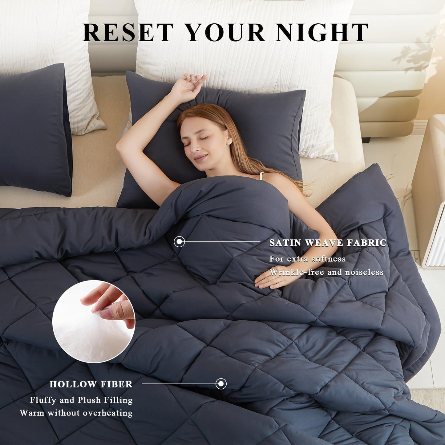 128x120 Oversized King Comforter, Extra Large King Size Comforter Oversized, All Season Soft Lightweight Quilt Down Alternative Duvet Insert with 8 Corner Tabs(120x128, Grey)