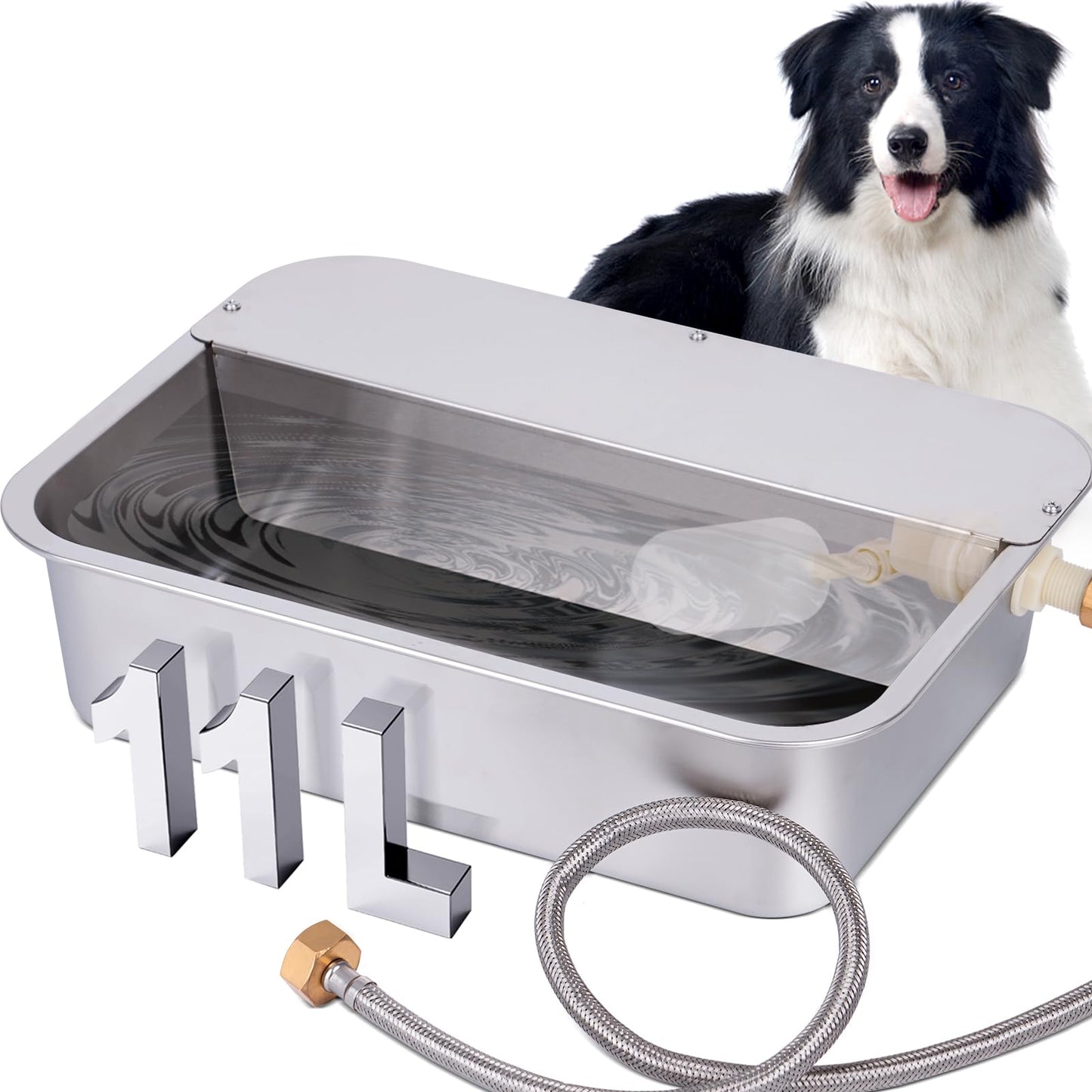 Automatic Water Dispenser for Dogs 3Gal Outdoor Water Bowl Dispenser Large Breed XLarge Auto Fill Dog Waterer Stainless Pet Waterer Big Cats Chicken Livestock (15.7" X 11.8")