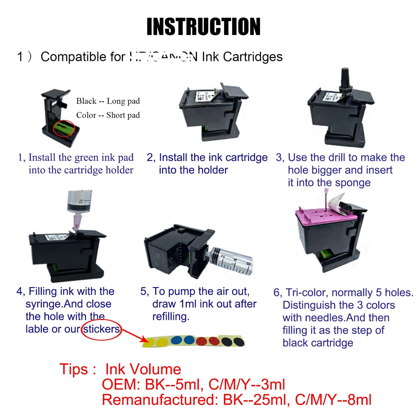 COCADEEX 500ml Ink Refill Kit Compatible with Ink Cartridges PG-275 CL-276 PG-245 CL-246 PG-245XL CL-246XL 275XL 276XL 245XL 246XL PG-210 CL-211 PG-243 CL-244