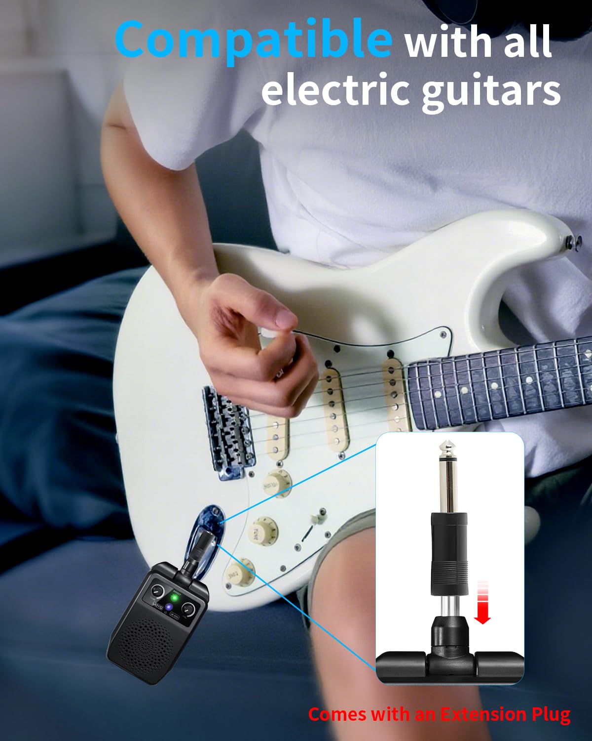 JOYO Mini Electric Guitar Amp 5W Rechargeable Guitar Amplifier Portable Bluetooth Practice Amp with 4 Effects, Black (JA-05G)