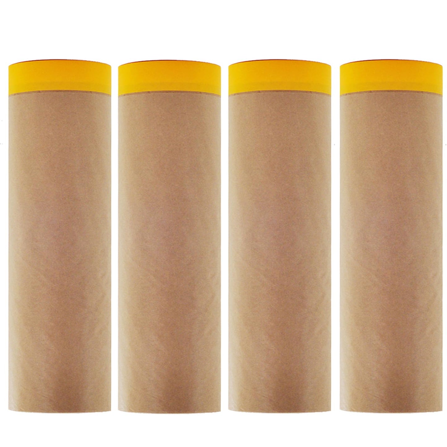 Xianshengle Pre-Taped Masking Paper for Painting - 20 Inch x 50 Feet Brown Kraft Paper Tape and Drape Roll, Paint Adhesive Protective Paper for Covering Skirting, Frames, Cars and Auto Body