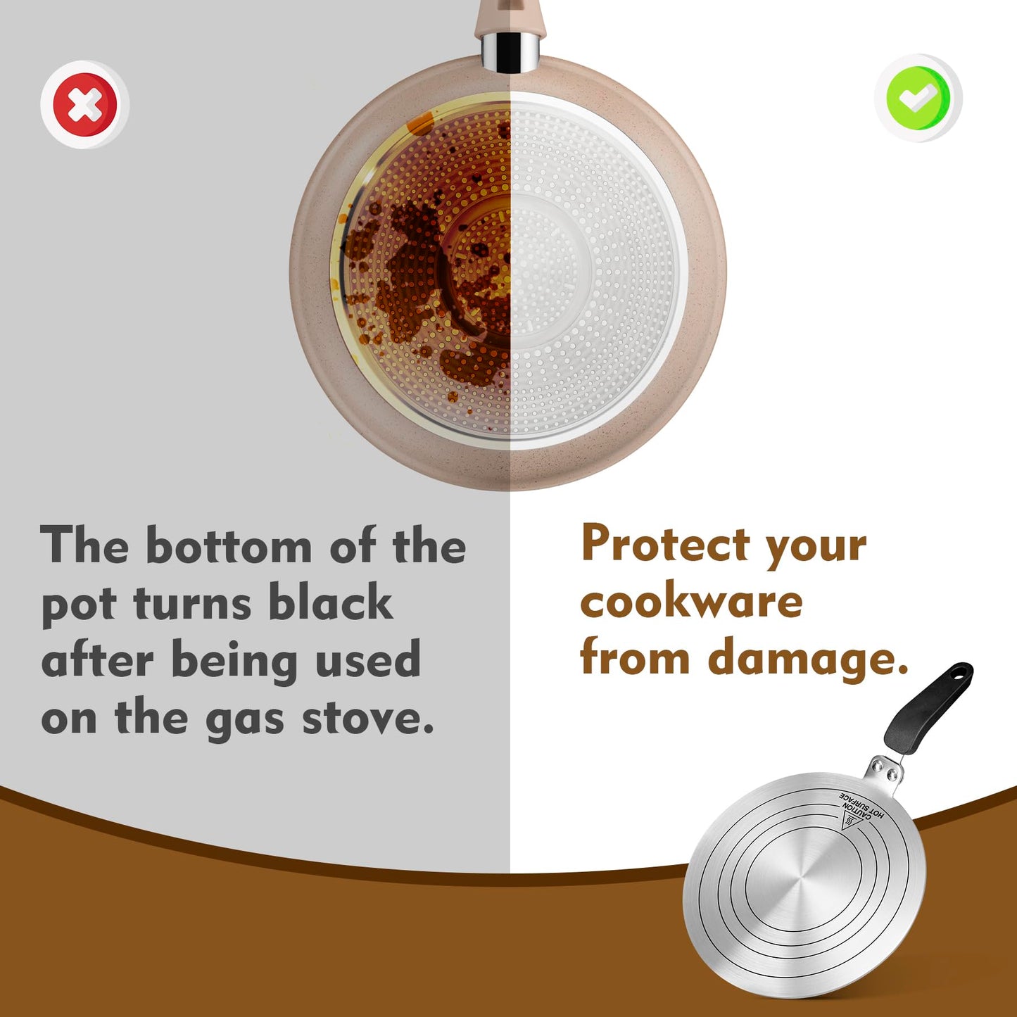 RECAPS 24CM Stainless Steel Induction Adapter Plate for Induction Electric Gas Glass Cooktop, Induction Heater for Moka Pot, Glass Bowls, Sauce Pan