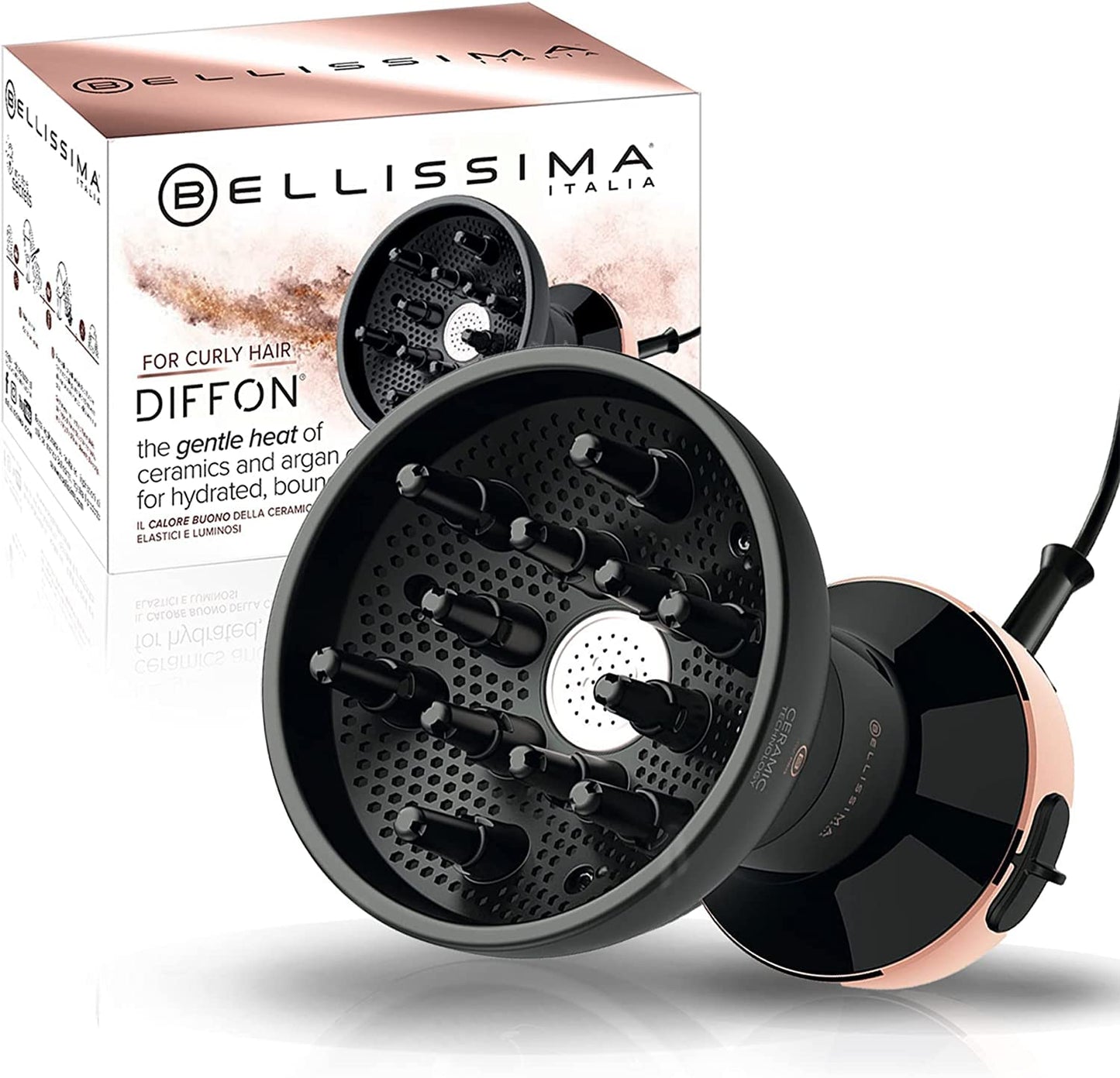 Bellissima Italia Hair Diffuser Diffon Ceramic - Lightweight Curly Hair Dryer with Argan Oil - DF1 5000