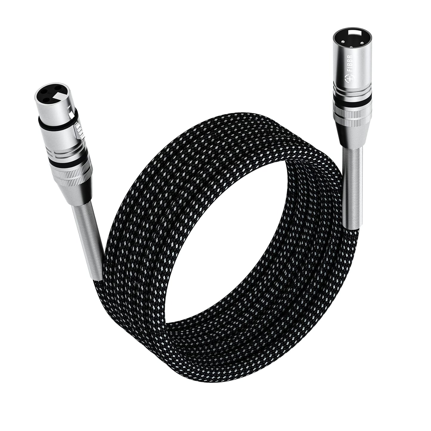 FIBBR Microphone Cable Nylon Braided XLR Male to Female Heavy Duty Balanced Microphone Cord (8m/25ft)