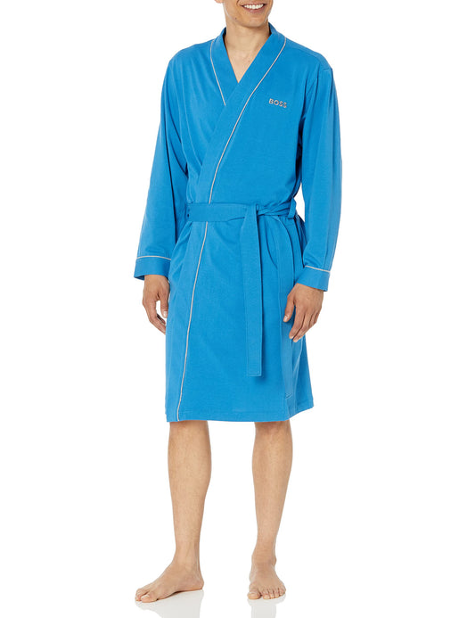 BOSS Mens Cotton Kimono Robe, Cerulean Blue, XX-Large