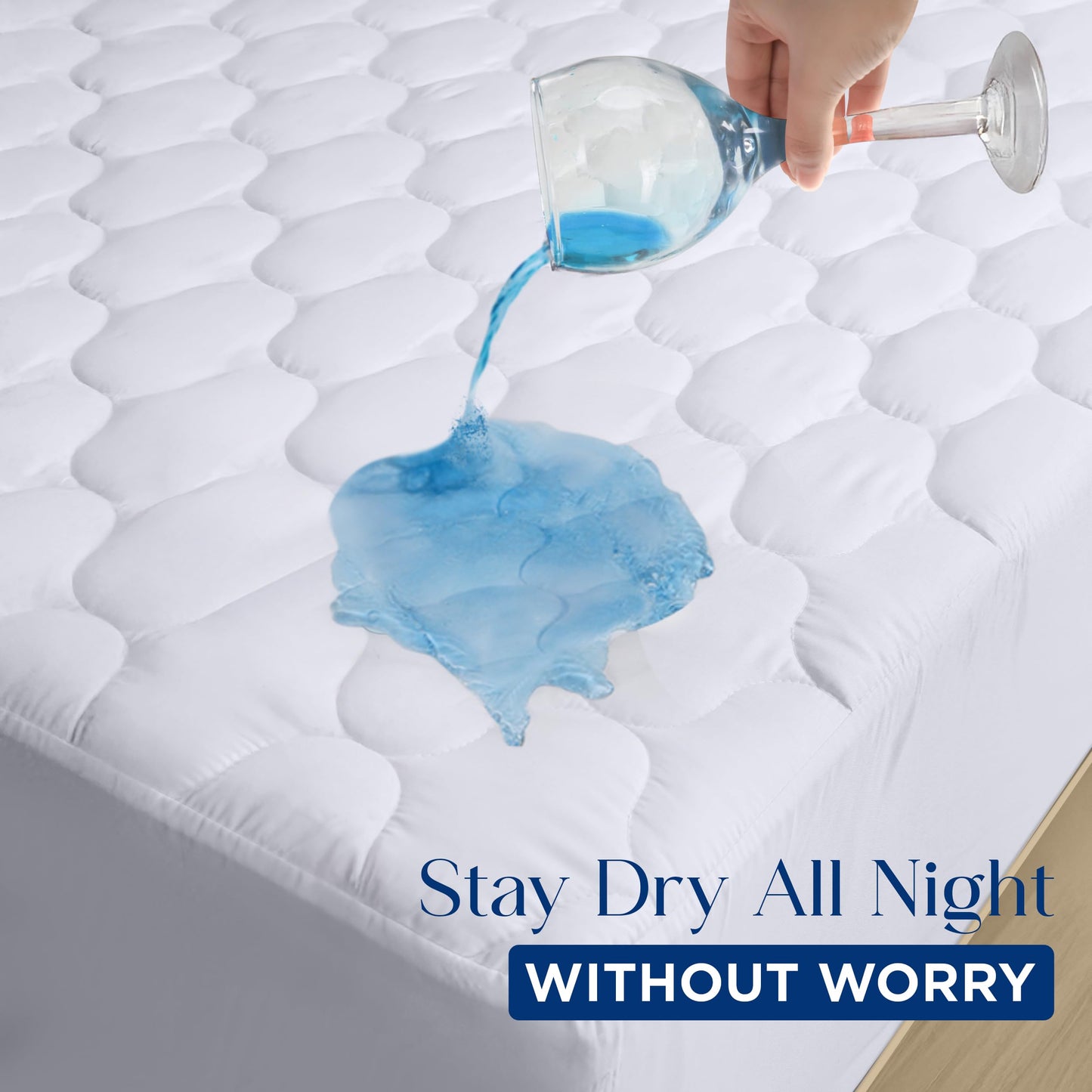 Utopia Bedding Waterproof Mattress Protector, King Mattress Pad, Quilted Fitted Cover Stretches up to 16 Inches Deep Pocket (White)