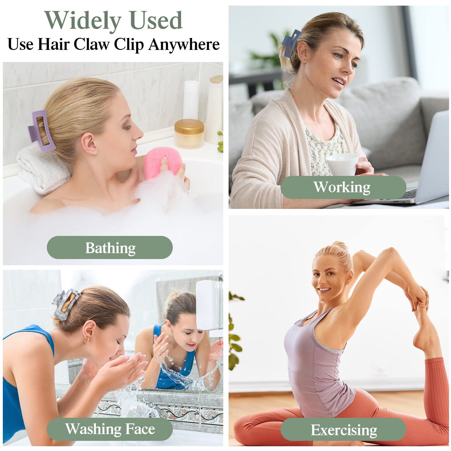 Cindeer 64 Pcs Medium Hair Claw Bulk Hair Clips Set Rectangle Claw Clips Matte Thin Clamps Accessories for Women Girls for Thick(3.35 Inch,Multicolor)