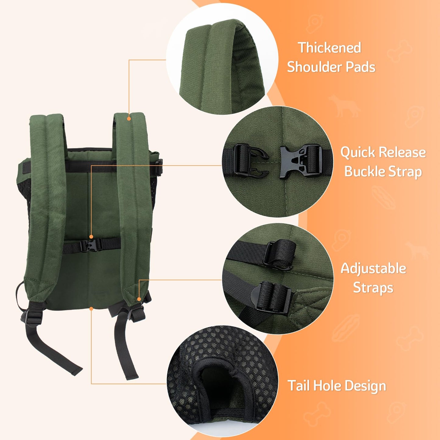 Dog Carrier Backpack, Pet Front Carrier Backpack Legs Out Dog Chest Carrier for Small Medium Dogs, Hands-Free Cat Backpack Carrier Dog Travel Backpack Airline Approved Hiking Bike Motorcycle