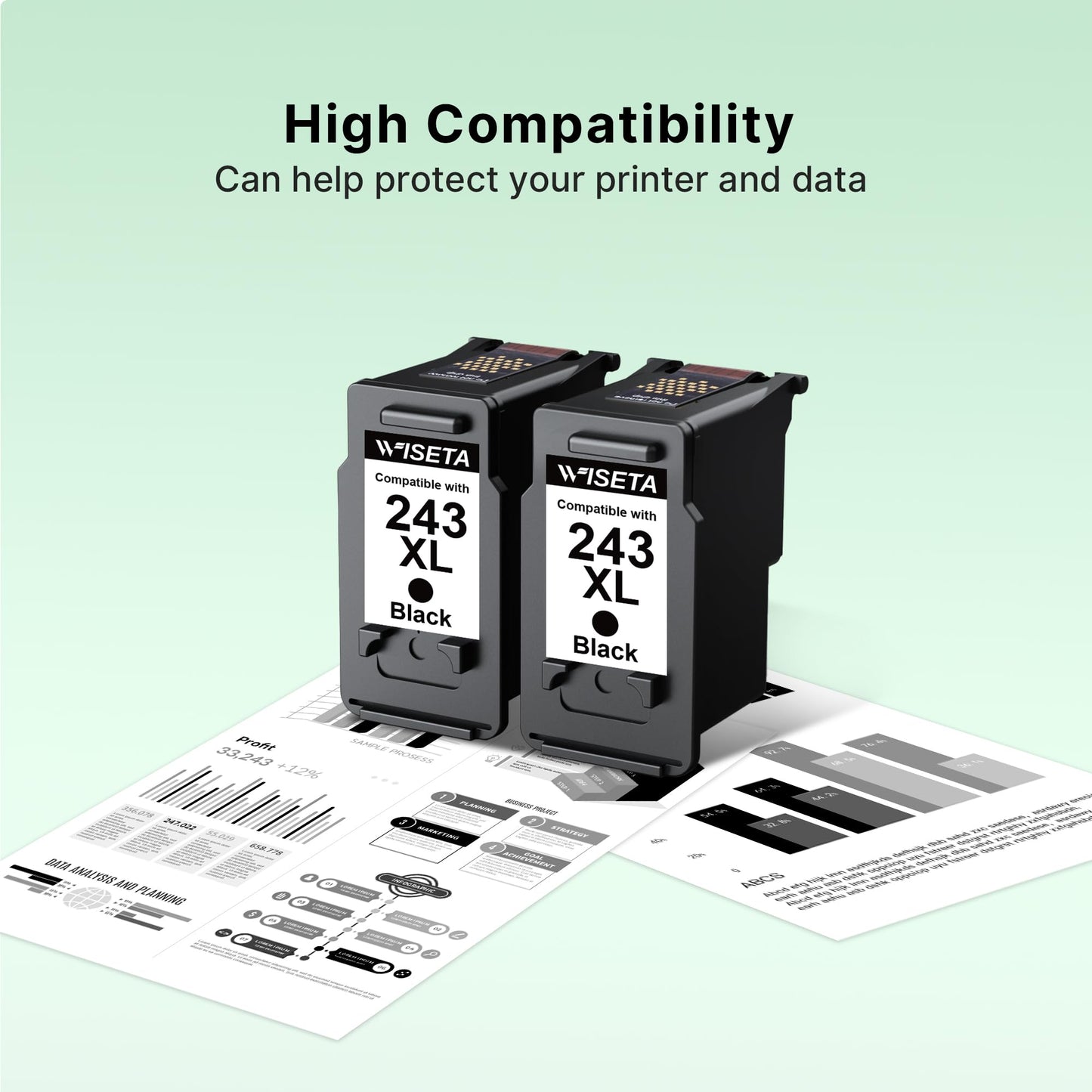 243XL Black Ink 2 Pack for Canon 243XL 243 XL PG243 Compatible with Canon Printer Ink 243 XL for Pixma TS3120 MG3020 TS3320 MX490 MX492 MG2420 MG2525 MG2920 TS3120 TS3420 TR4520