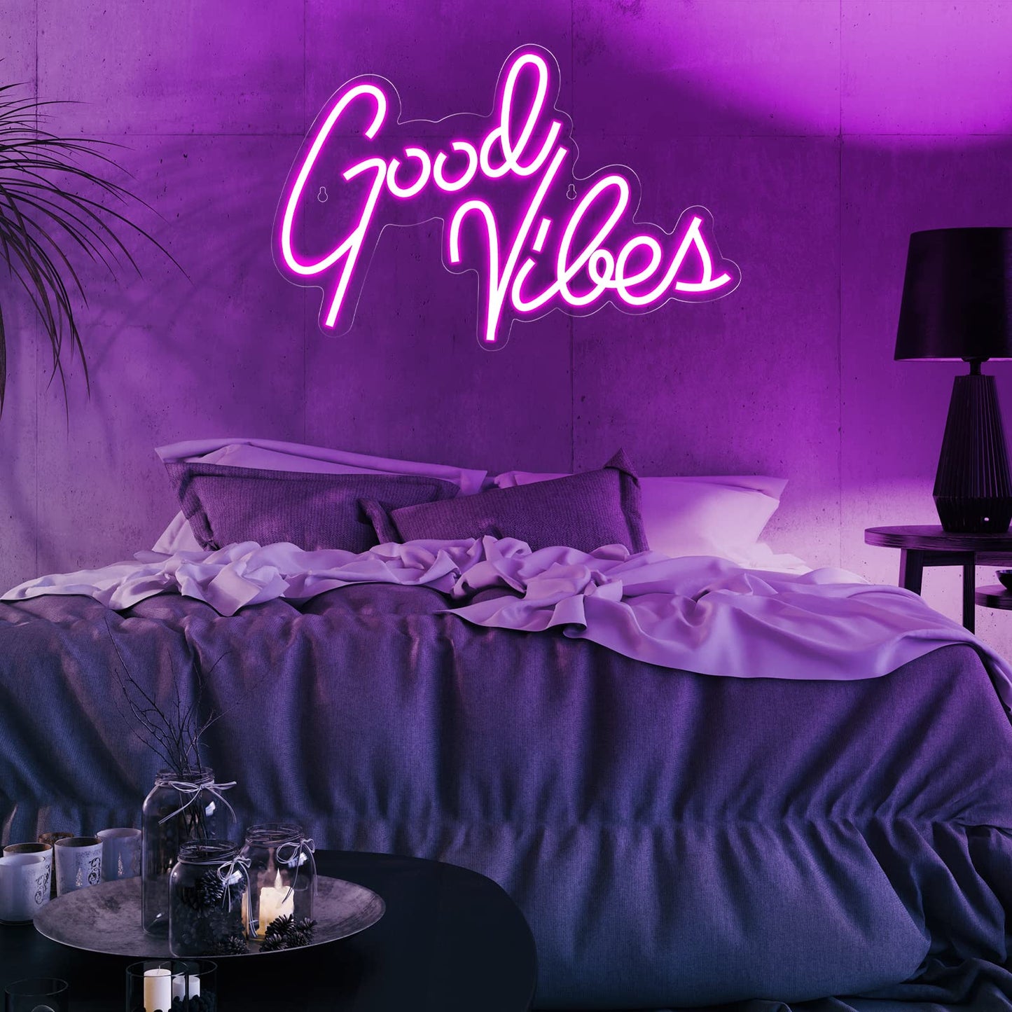 Ethereal Lomoer Good Vibes Neon Sign, Neon Signs for Wall Decor, Pink Neon Lights for Bedroom, led neon signs for Room & Party Decor, USB Powered Neon Lights Signs for Lover, Friends