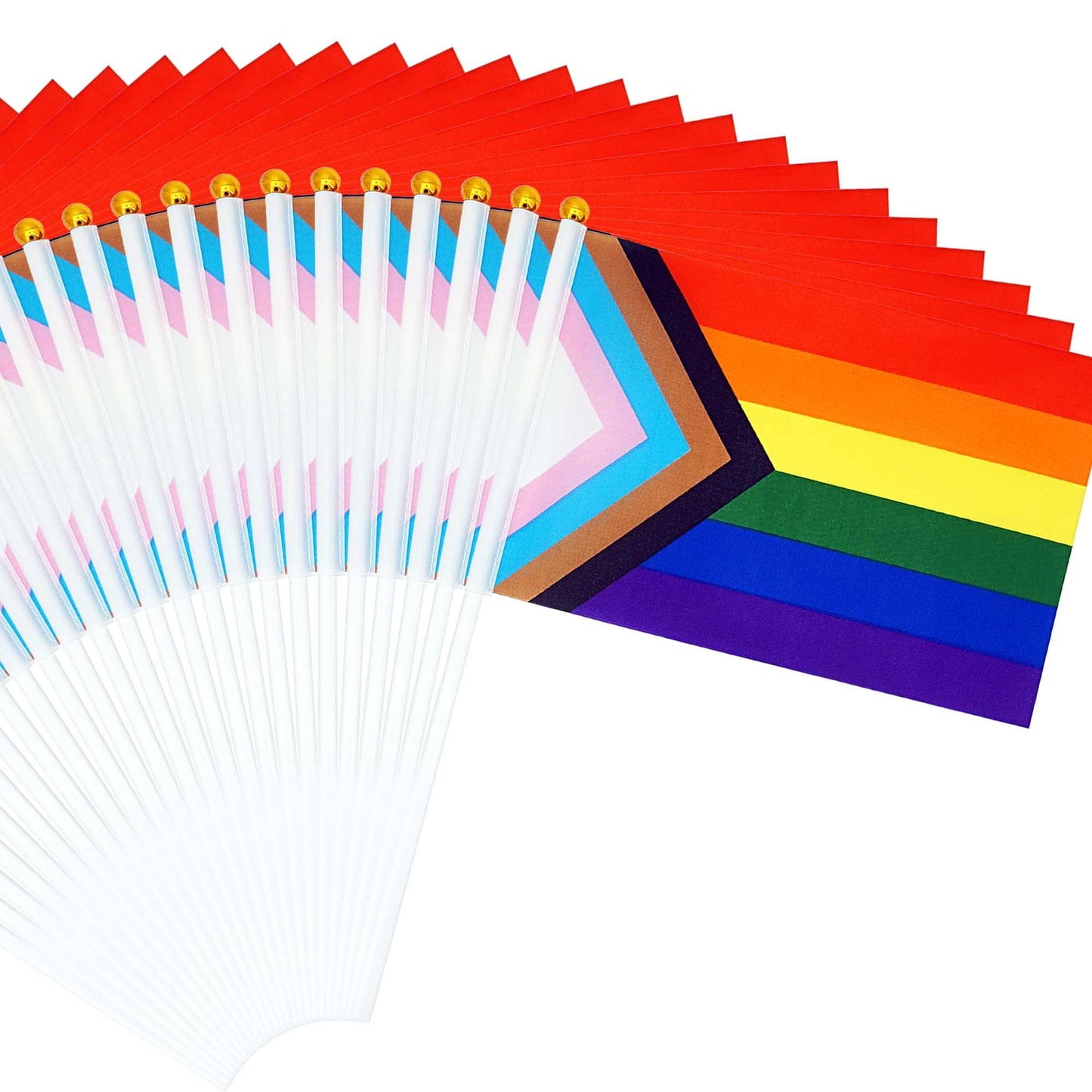 200 Pcs Progress Pride Flags Decorations LGBTQ Accessories Gay Pride Flag Rainbow Flags Stuff Hand Held Stick Small Flags Bulk for Parade Rainbow Festival Party