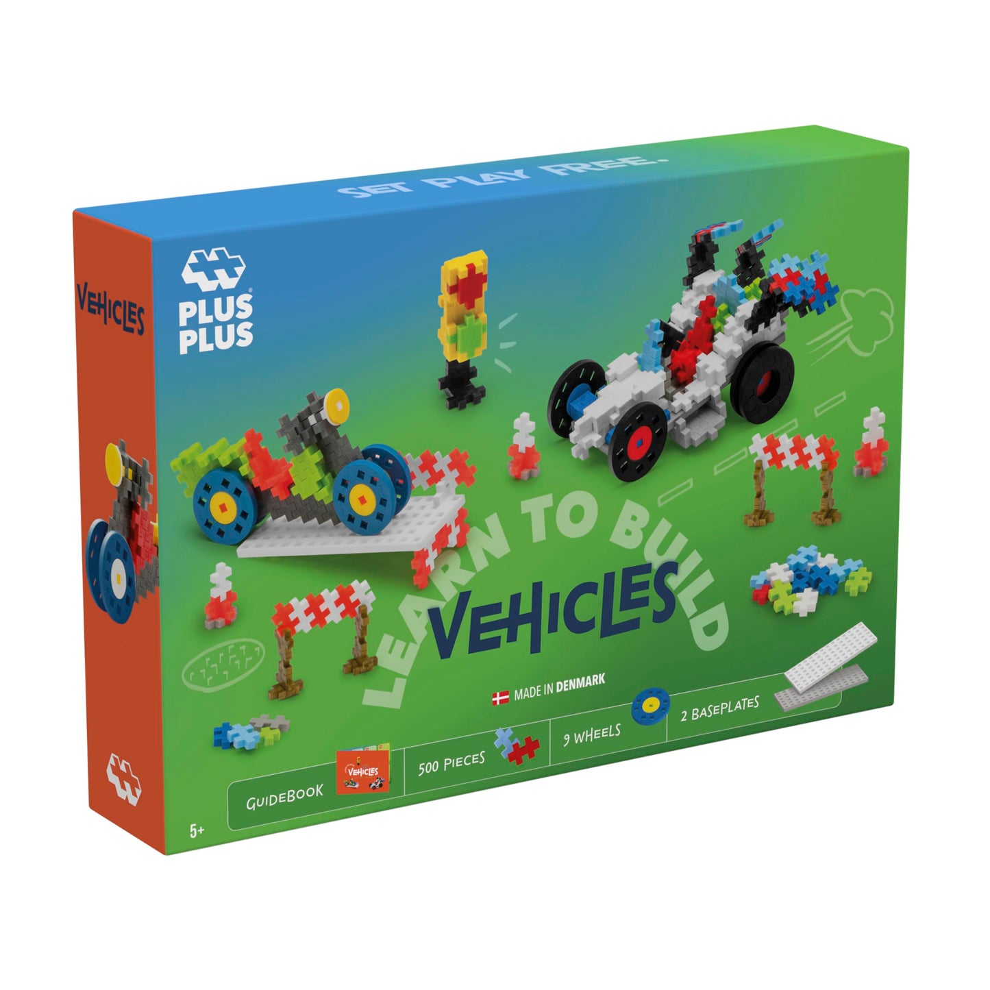 Plus-Plus - Learn to Build Go! Vehicles - 500 Pieces - Creative Building and Construction Set - Mix of Basic Colors in a Box - Kids 5 to 12 Years - P7011, 20mm