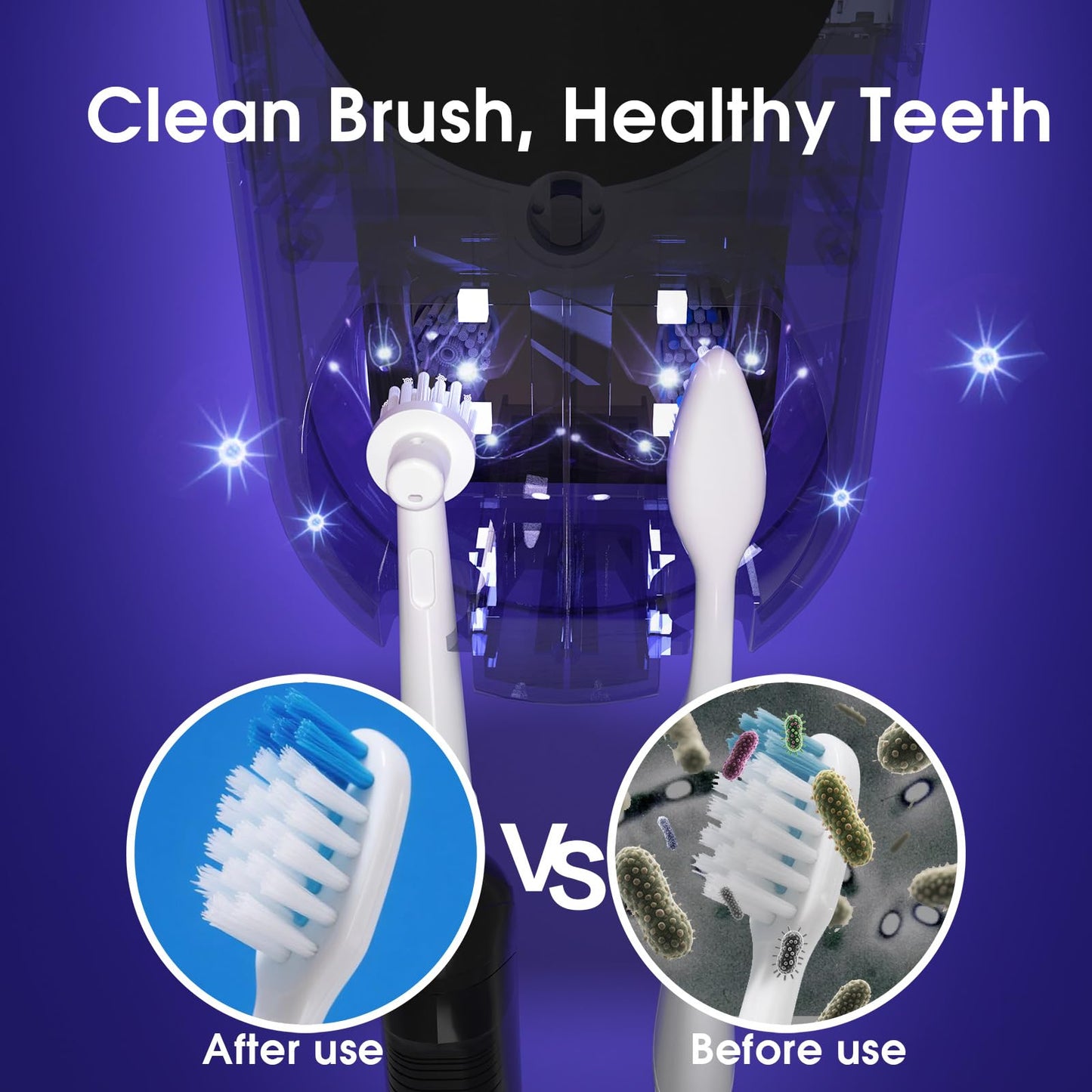 iHave Toothbrush Sanitizer and Holder, UV Toothbrush Holders with 100M Negative Ions for 360° Disinfection, Mold Prevention & Odor Removal, 2-Slot Heated & Fan Drying Toothbrush Holder Wall Mounted