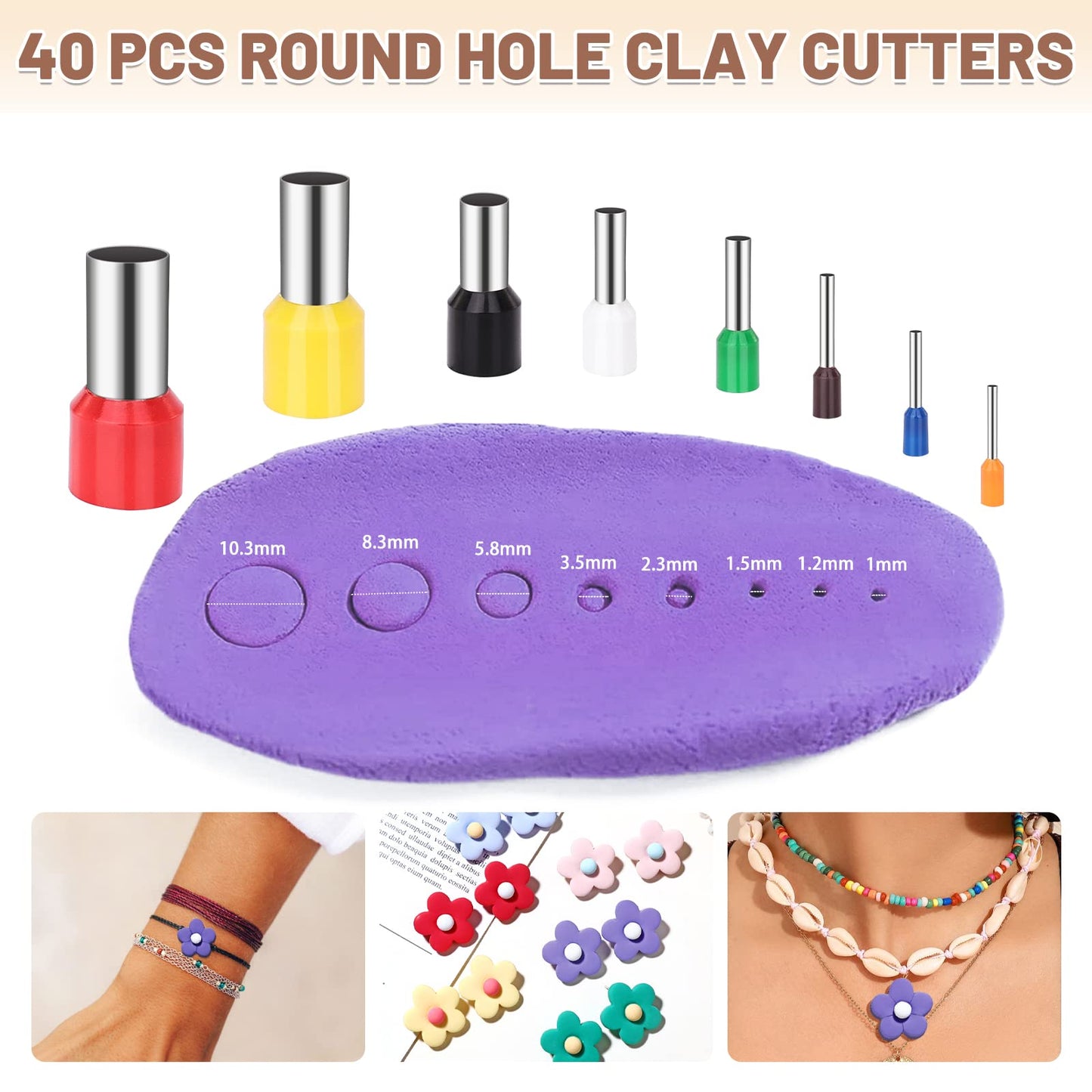 Yofuly Polymer Clay Press Machine and Cutters Set for Jewelry Making - With Roller Machine, Extruder, 40 Circle Shape Cutters and 120 Earrings Accessories