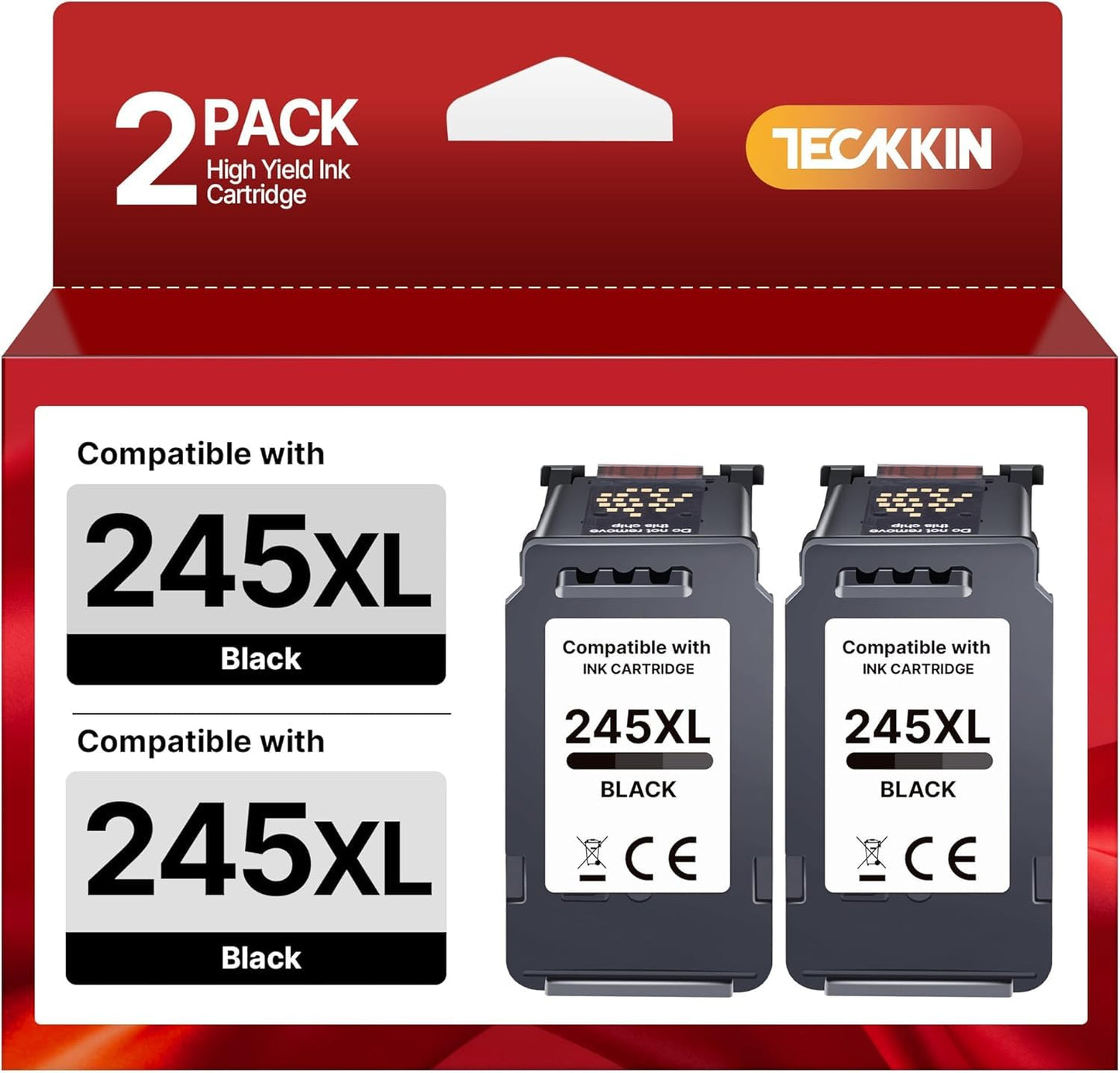 245XL Black Ink Cartridge 2 Pack Compatible Replacement for Canon 245XL Black Ink PG-245XL PG245 PG245XL for Pixma TS3420 MX492 TS3120 TR4520 TR4527 MX490 MG2525 MG2920 TS3320 TS3100 MG3020 Printer
