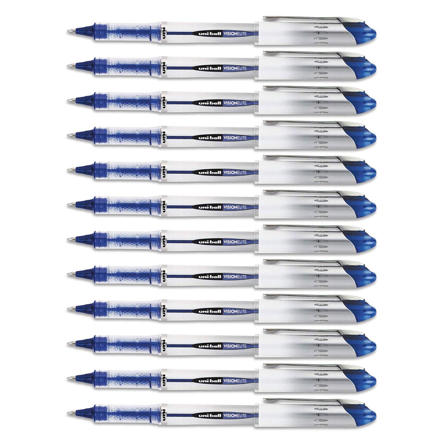 Uni-Ball Vision Elite Stick Rollerball Pen, 0.8mm, Bold Point, Blue Ink, 12-Count